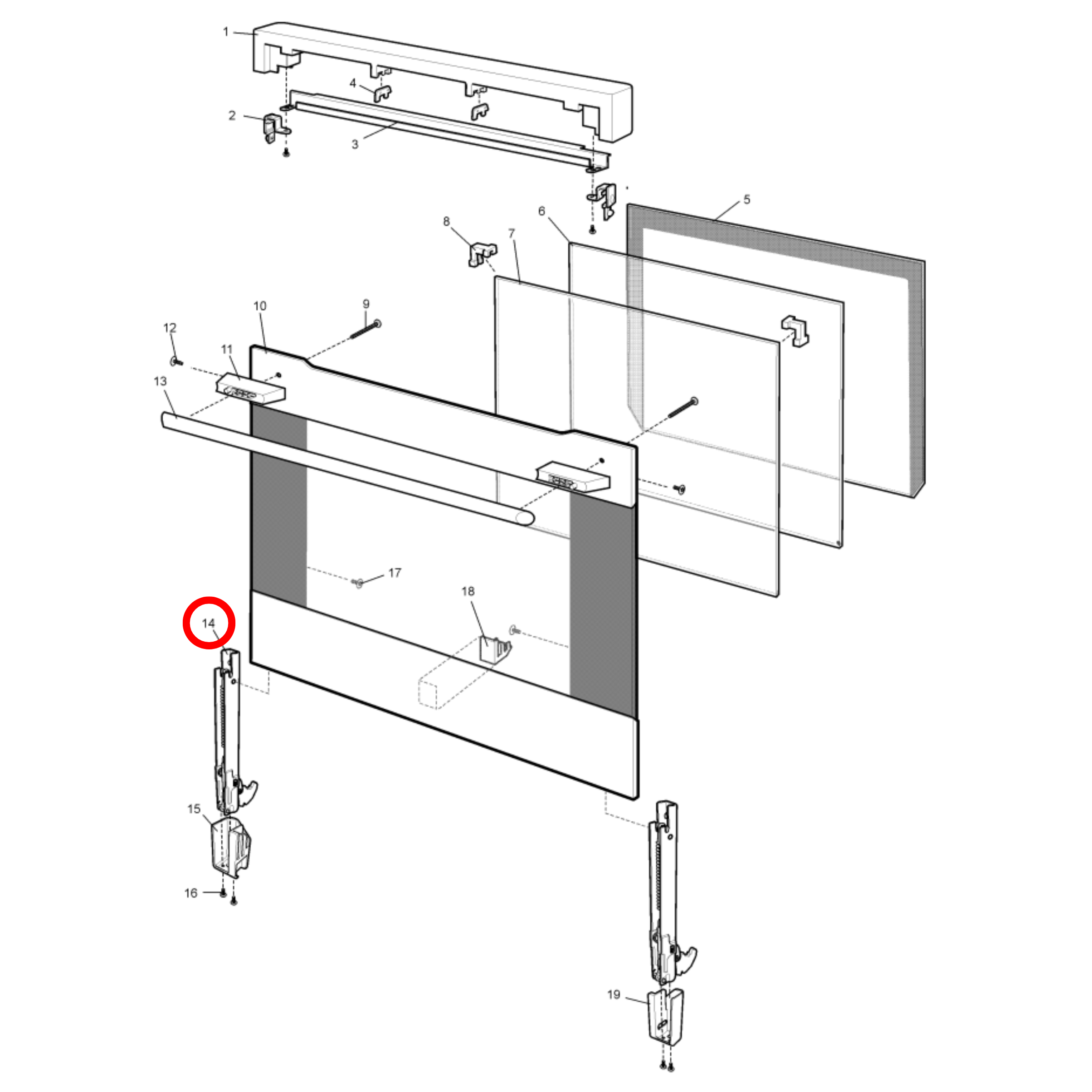 85800450010872 Electrolux, Westinghouse Wall Oven Door Hinge - 0045001087