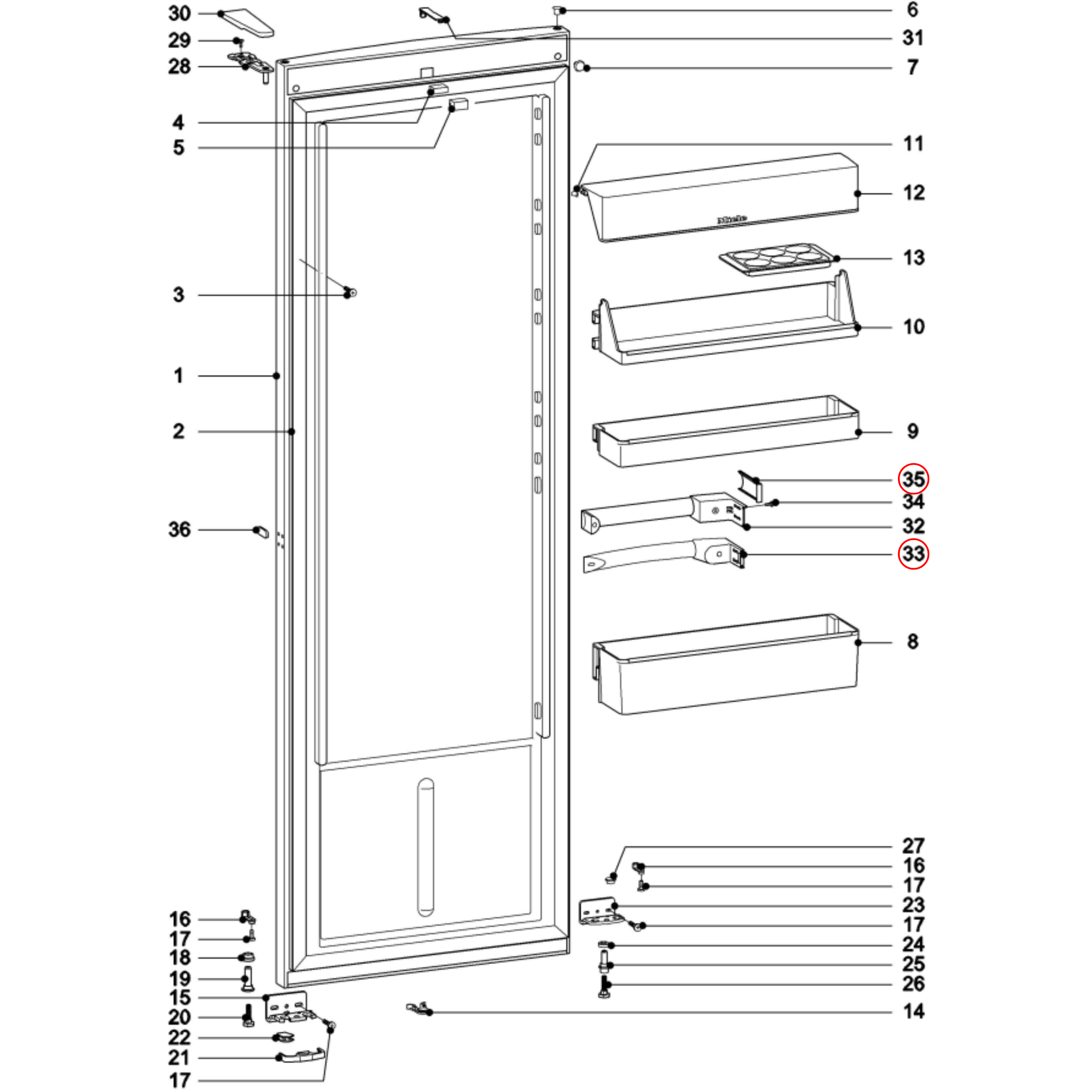 10851200 Miele Fridge Door Handle