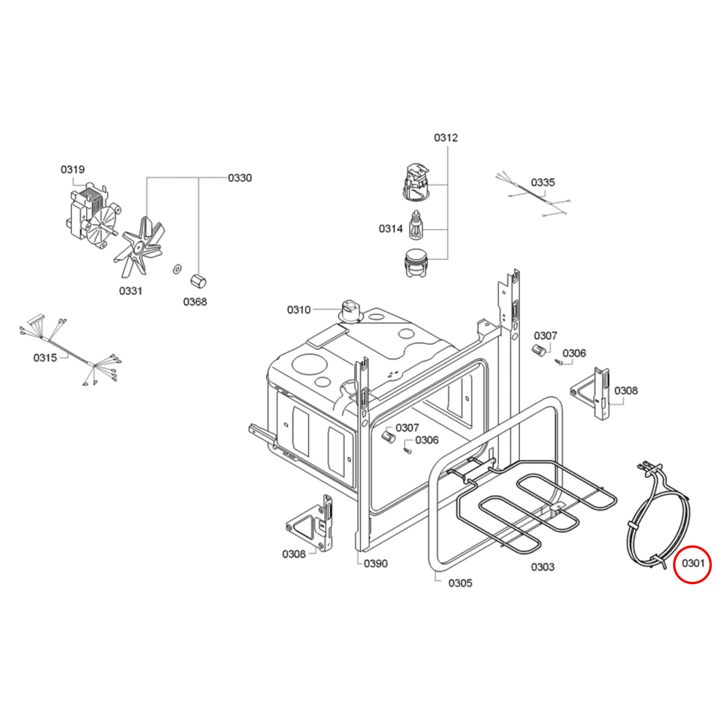 00443526 Bosch, Siemens Oven Fan Forced Element 2100W - 00444514