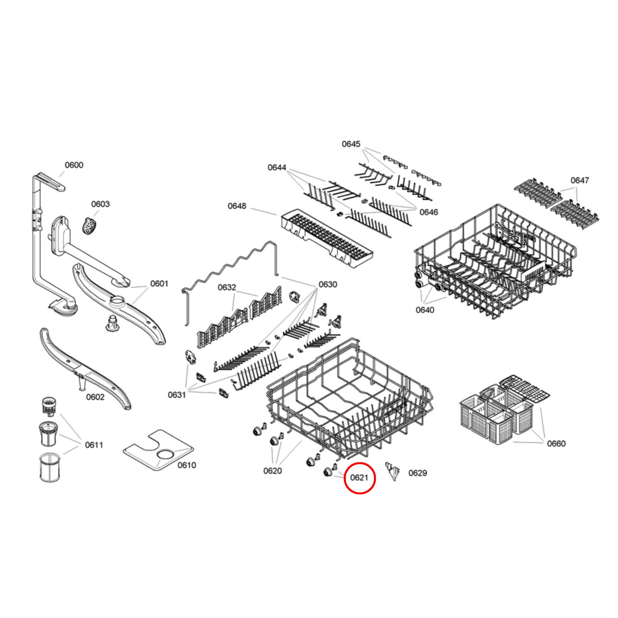 00611475 Bosch Dishwasher Lower Basket Wheel 1 Piece