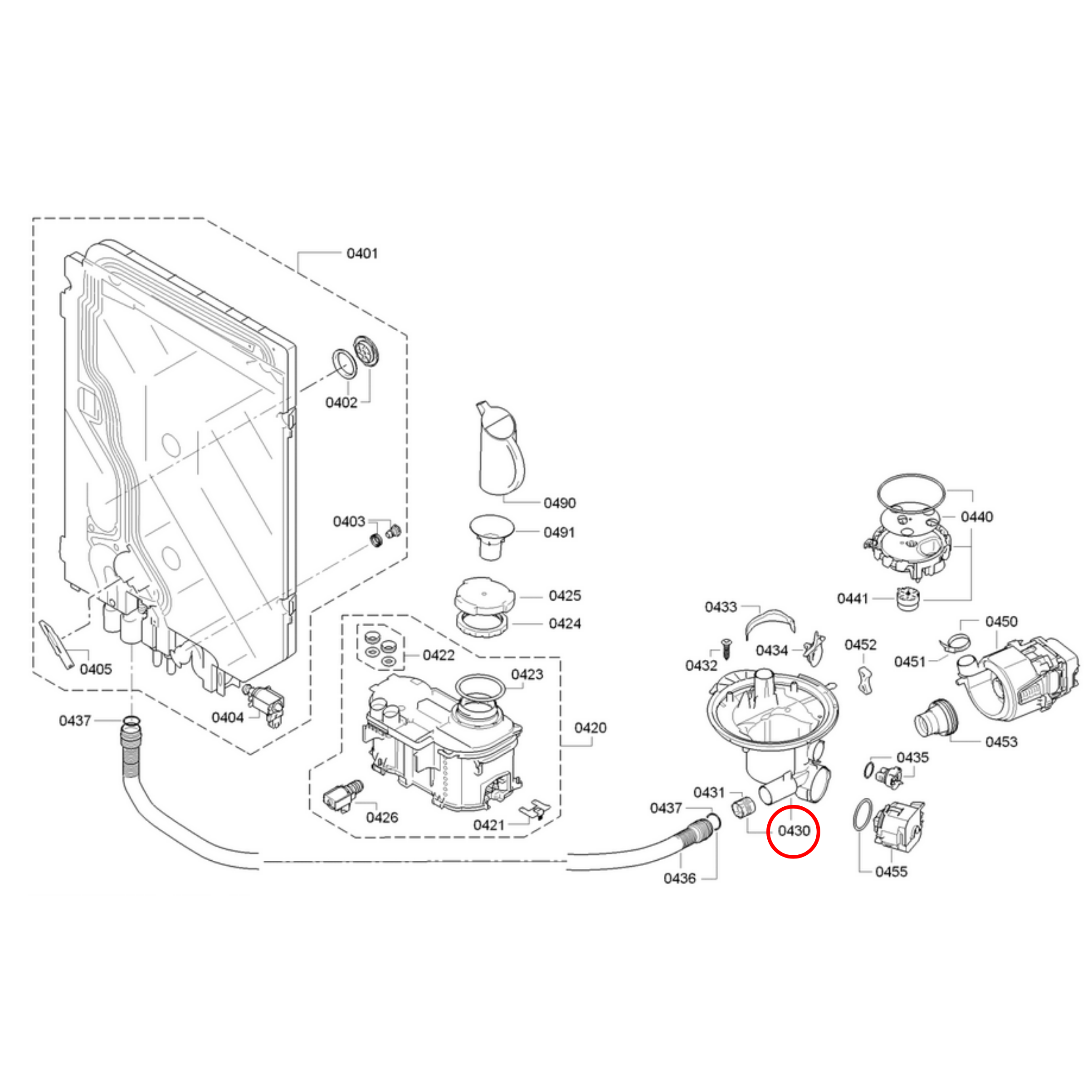 00668102 Bosch Dishwasher Sump With Seal & Drain Check - 11002716