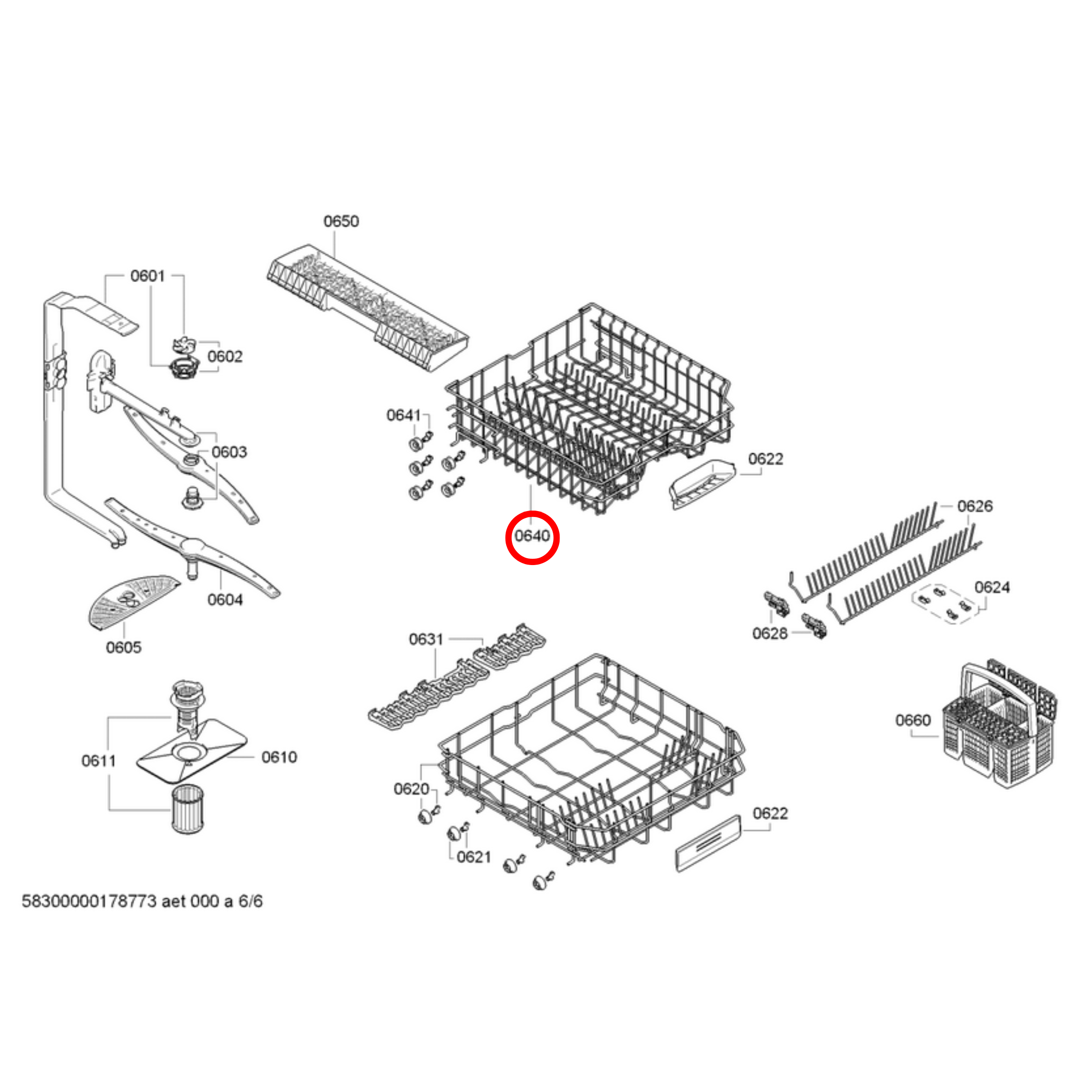 00778368 Bosch, Siemens Dishwasher Upper Rack Assembly - 00771812