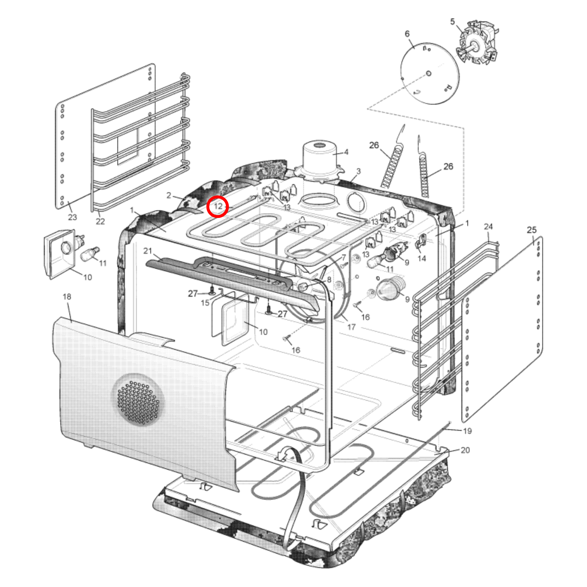 85801220045016 Chef, Westinghouse Oven Top Grill Element 800W-2200W - 0122004501