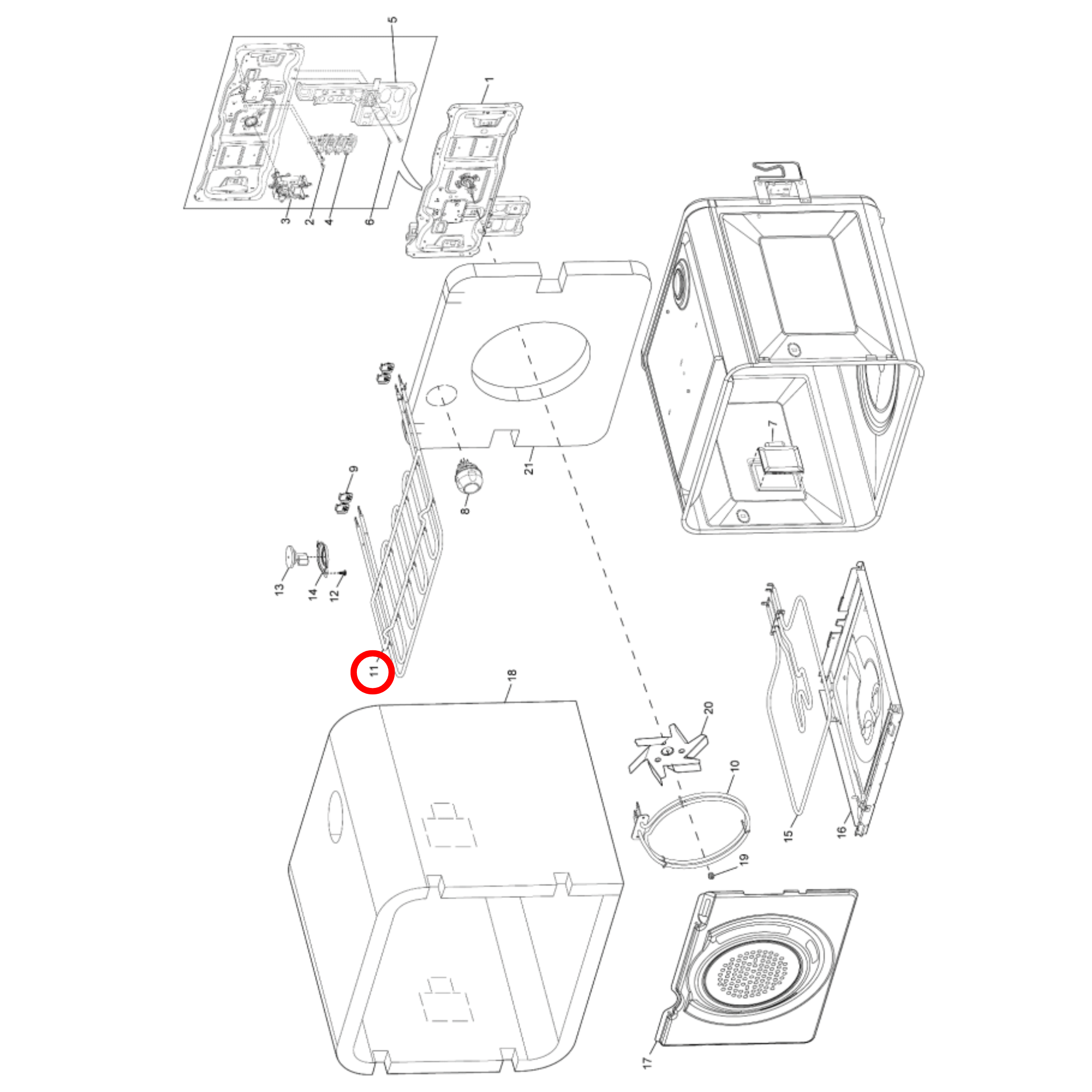 0122004573 Electrolux Oven Upper Grill Element 3000W