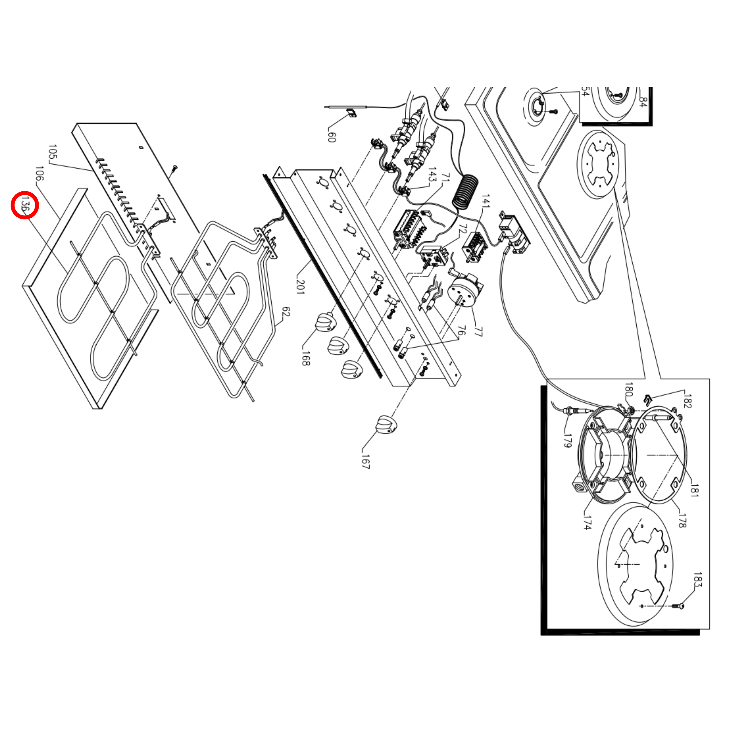03010624 Lofra, Technika Oven Bottom Heating Element 1650W - 03010648, H03745