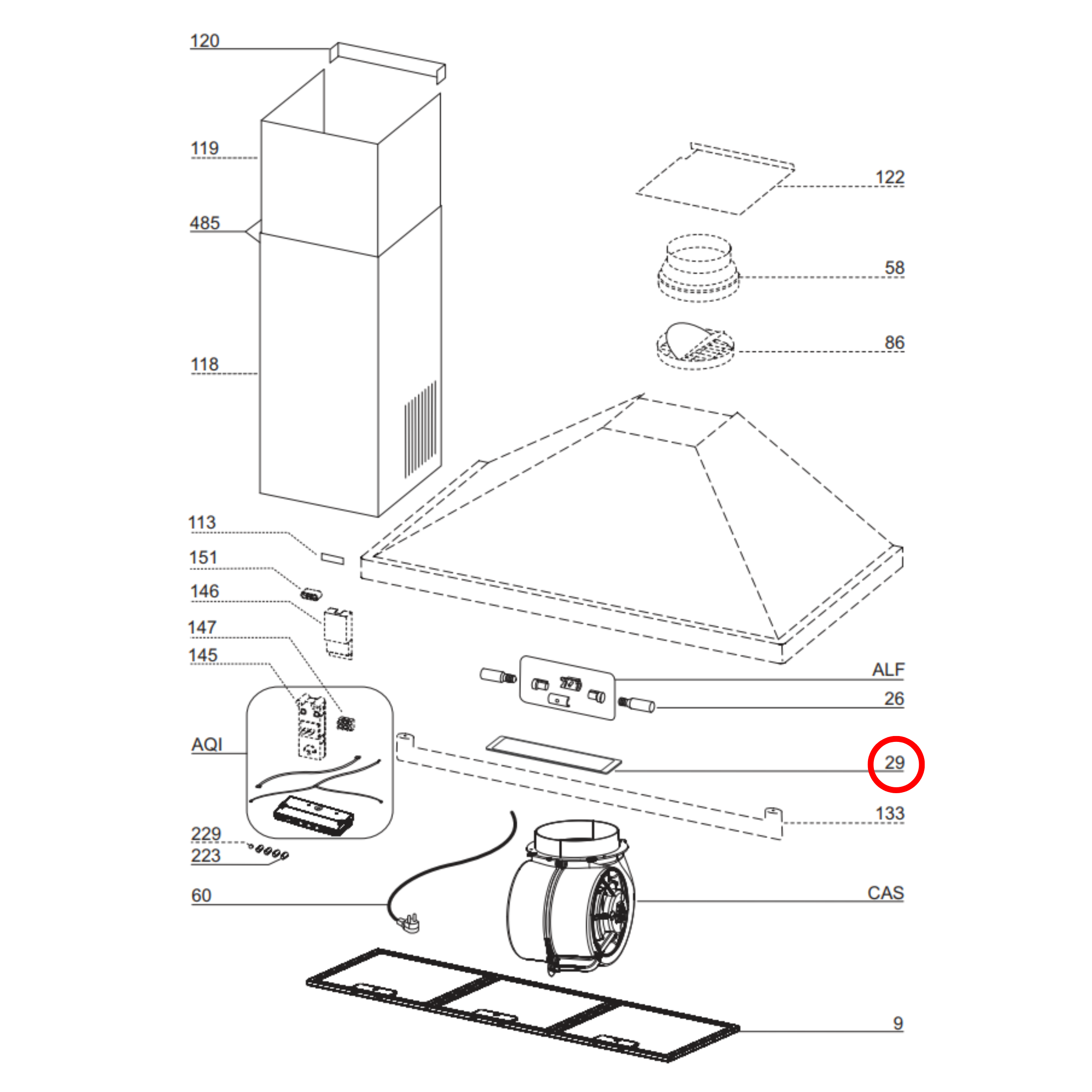 4055093019 Smeg Rangehood Plastic Light Diffuser Cover - 03294757