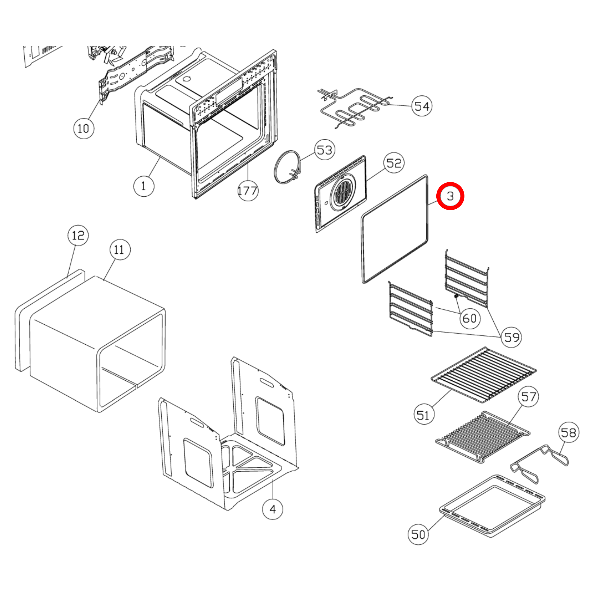 12382140 Blanco Oven Door Seal - 12382220, 12380700
