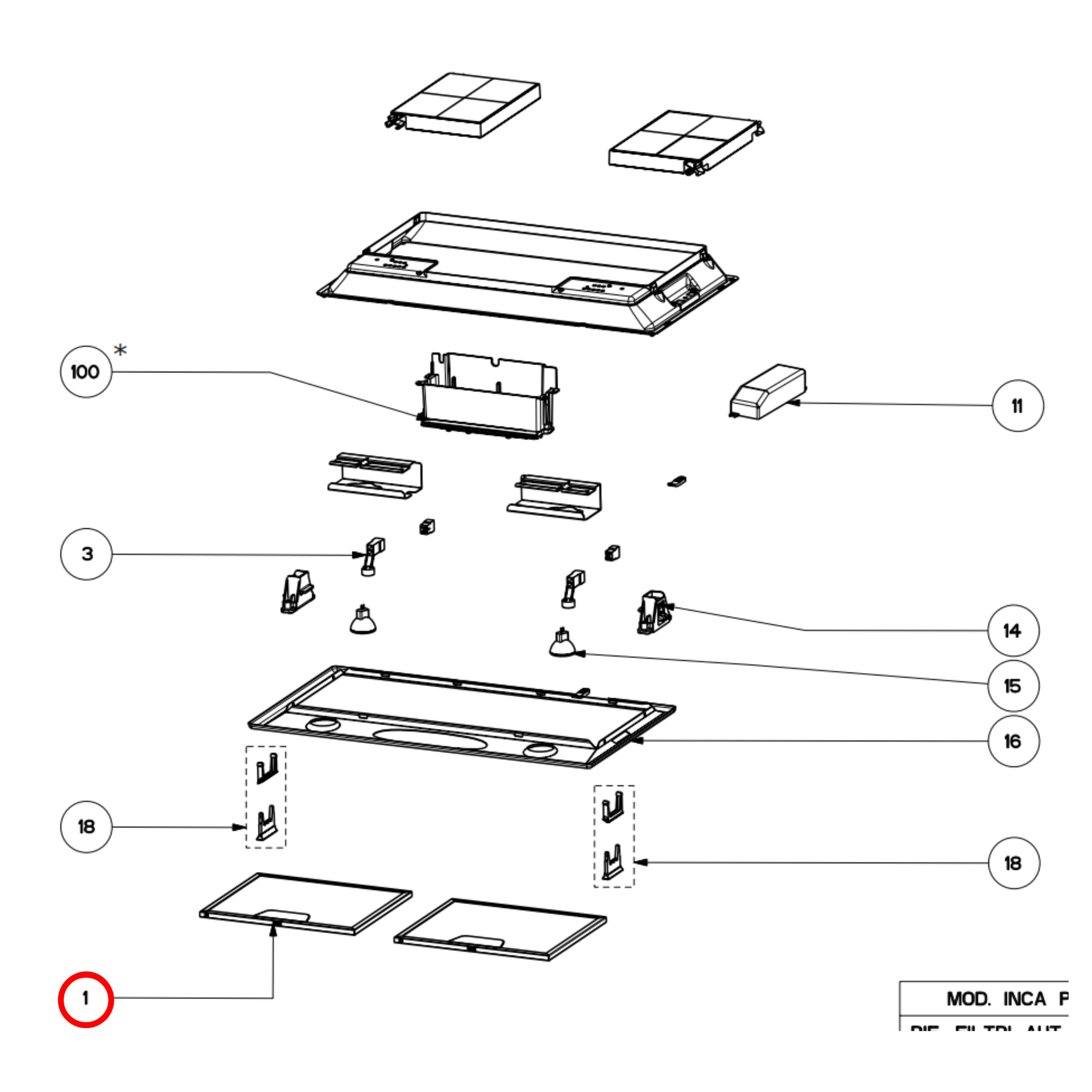 133.0017.055 Smeg Rangehood Almunium Filter Cassette - 1330017055