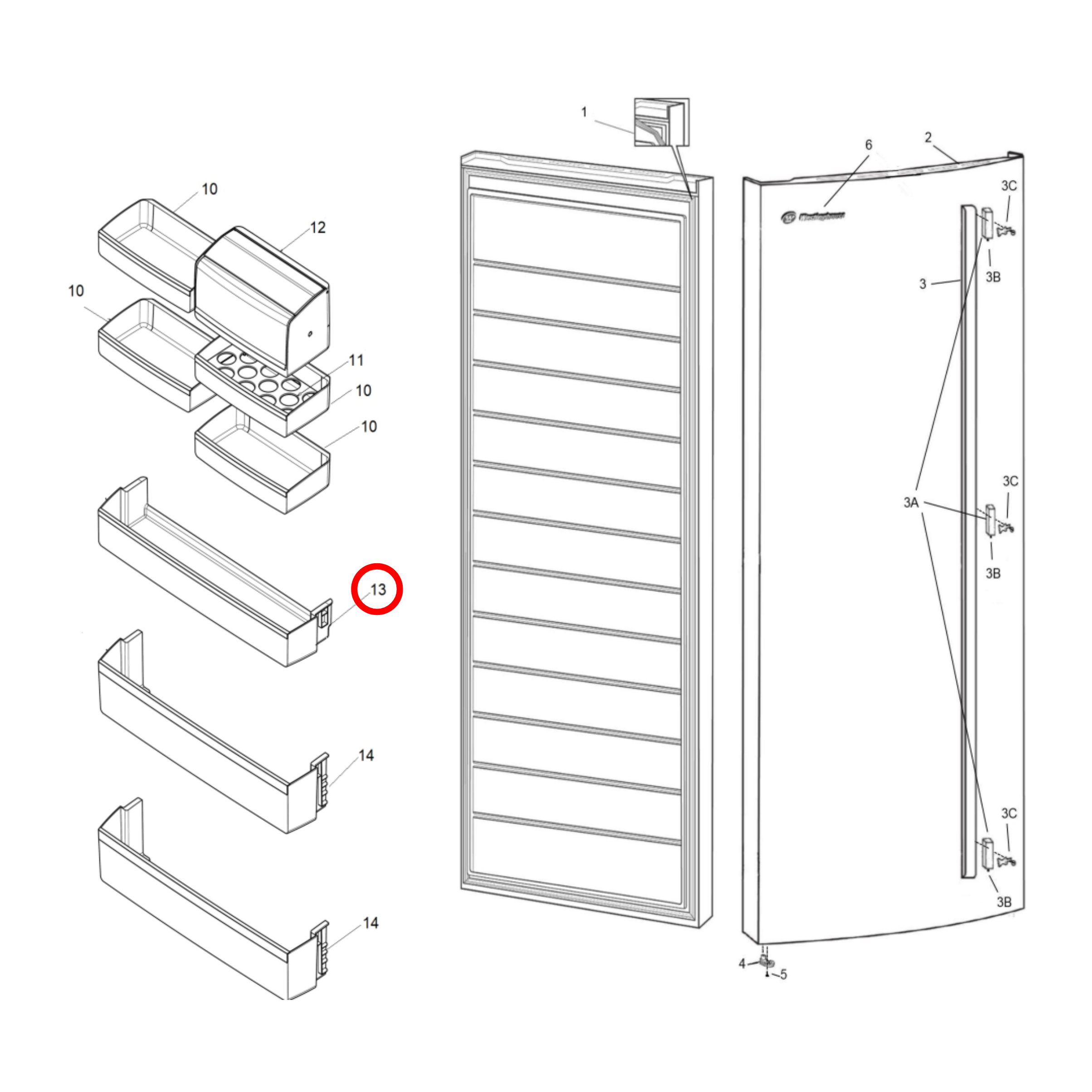 140008047080 Electrolux Fridge Middle Door Shelf - A00804708