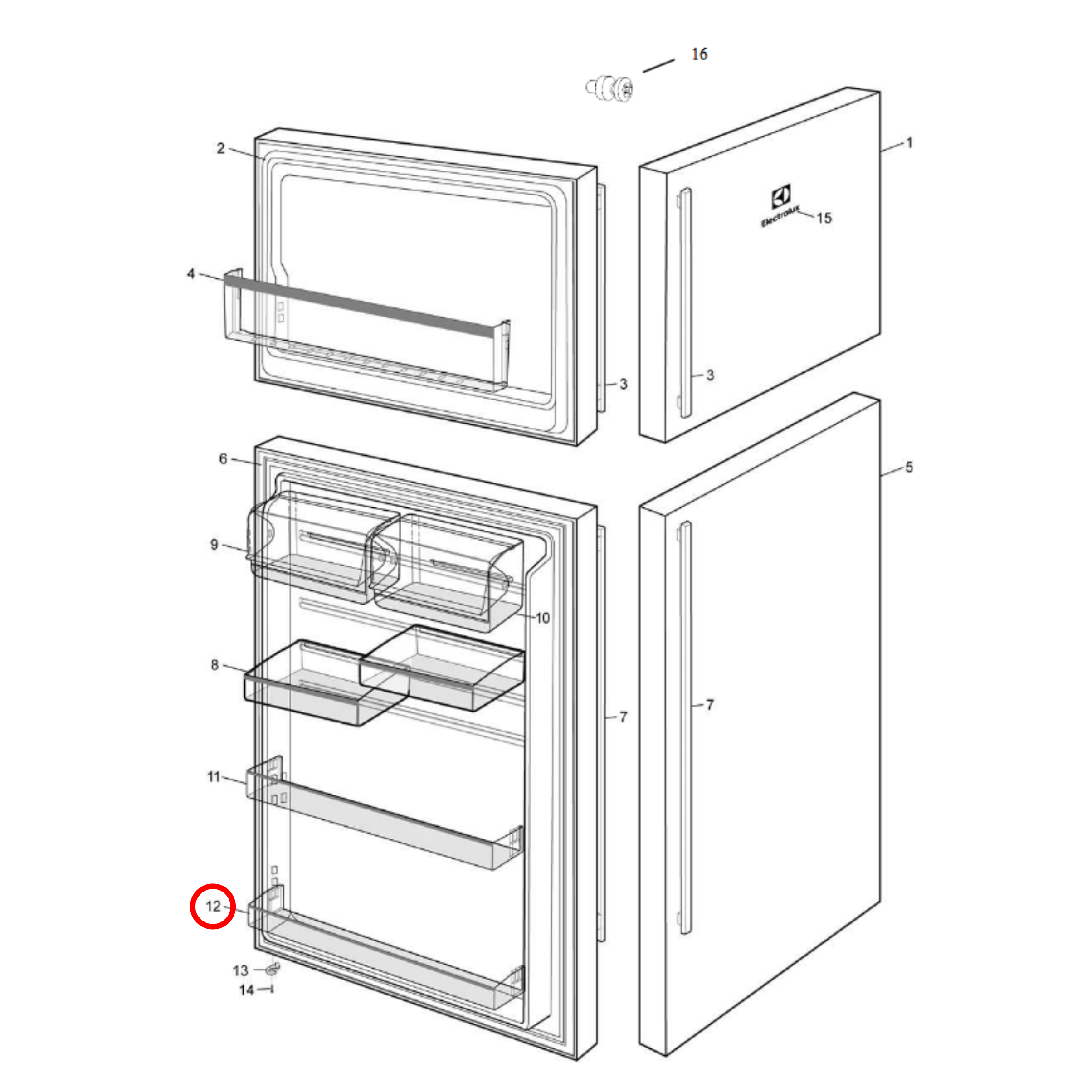 140008053054 Electrolux Fridge Door Shelf - A00805305