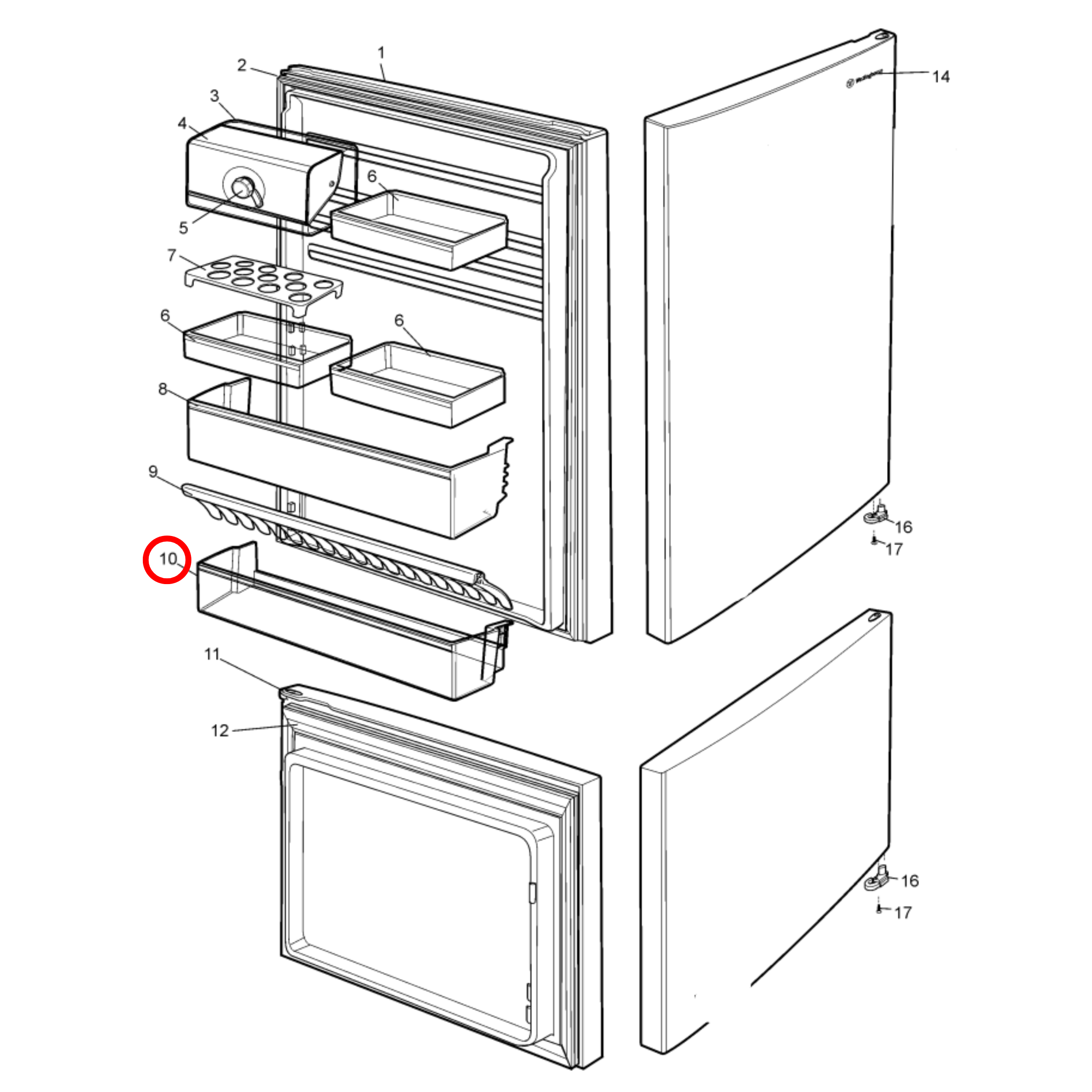 140014985018 Electrolux, Kelvinator Fridge Door Shelf - A01498501