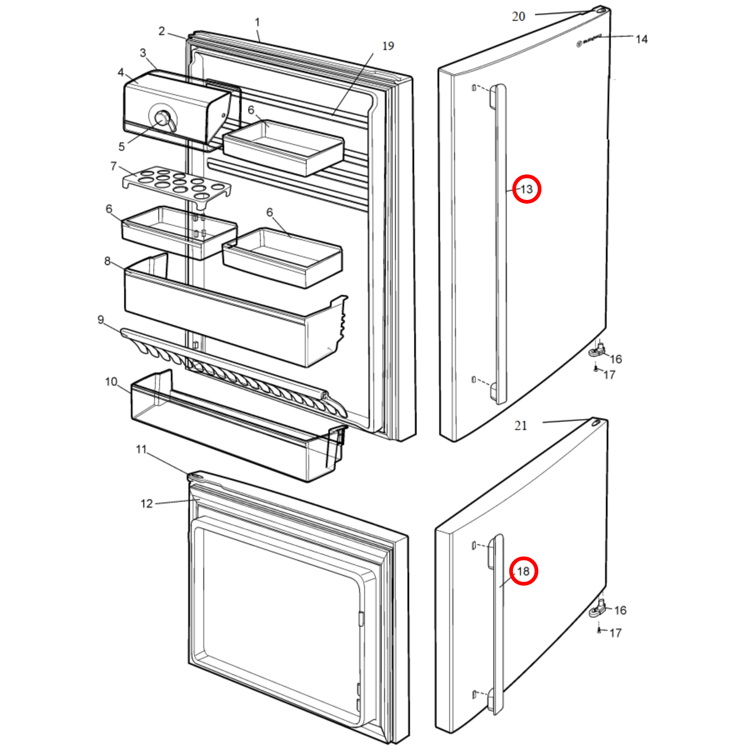140023448024 Westinghouse Fridge Door Handle Assembly - A02344802