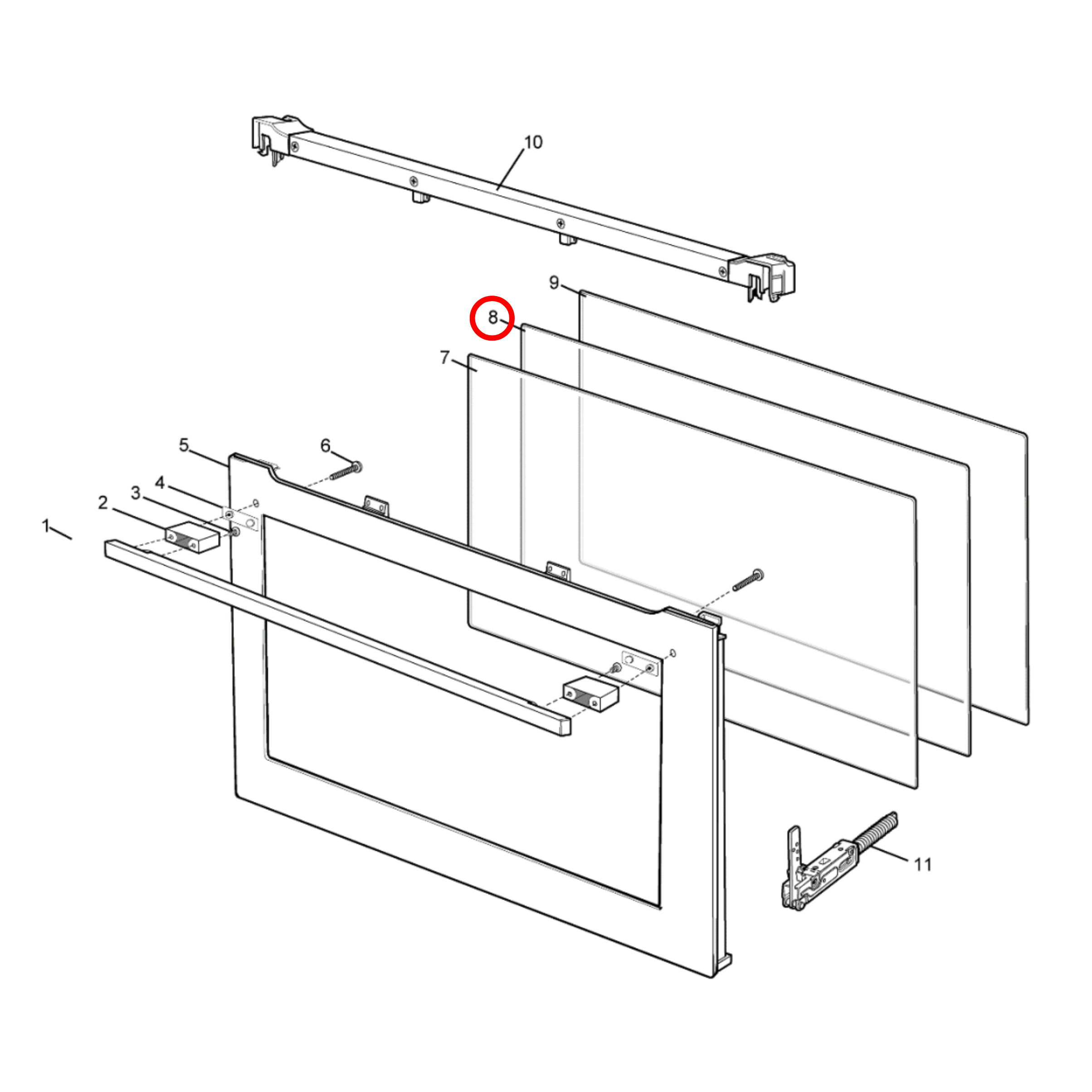 140061702019 AEG, Westinghouse Oven Middle Door Glass - 0255003964, A06170201