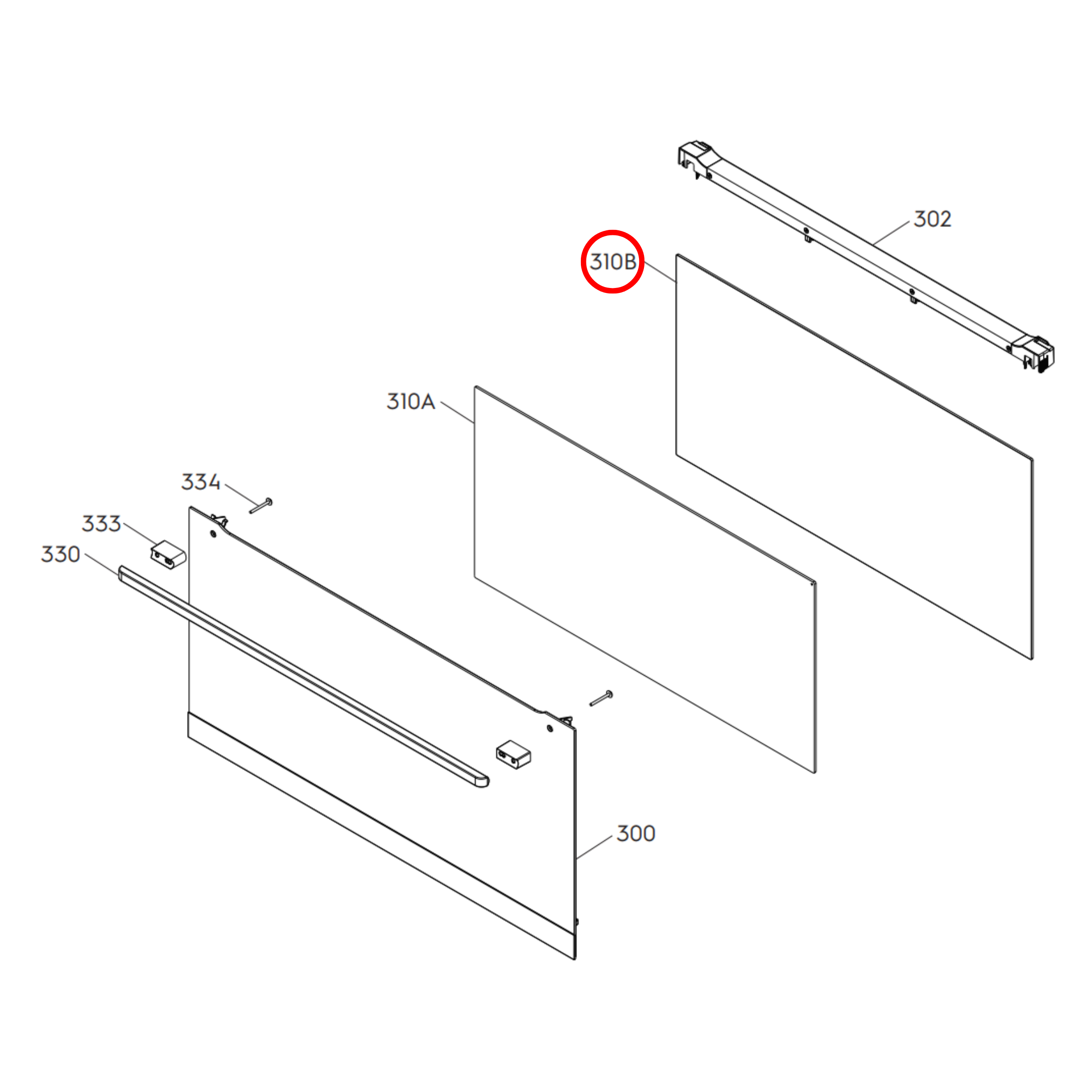 140150935017 Electrolux, Westinghouse Oven Inner Door Glass - A06674101, 0255003965