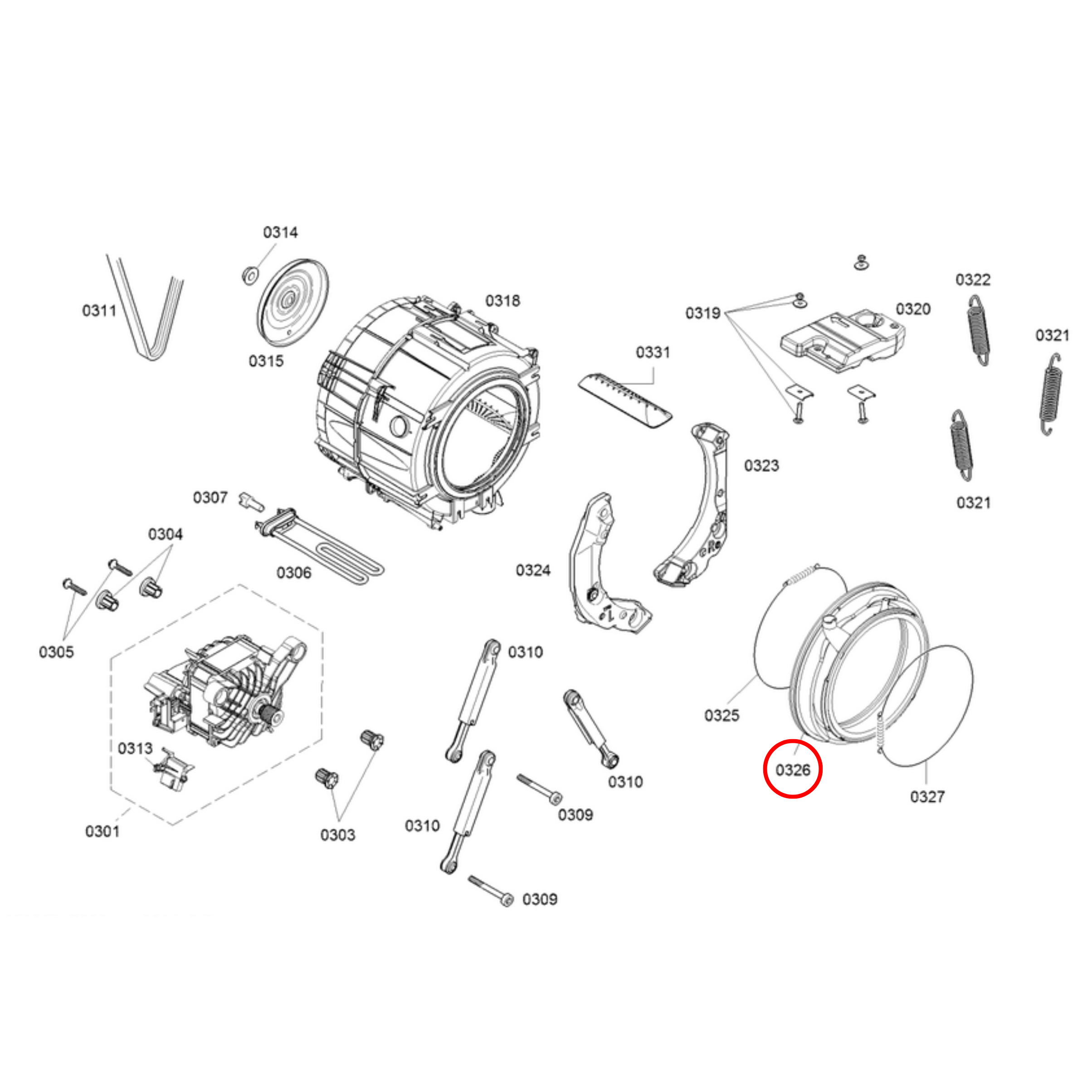 20004575 Bosch Front Load Washing Machine Door Seal - 20000271