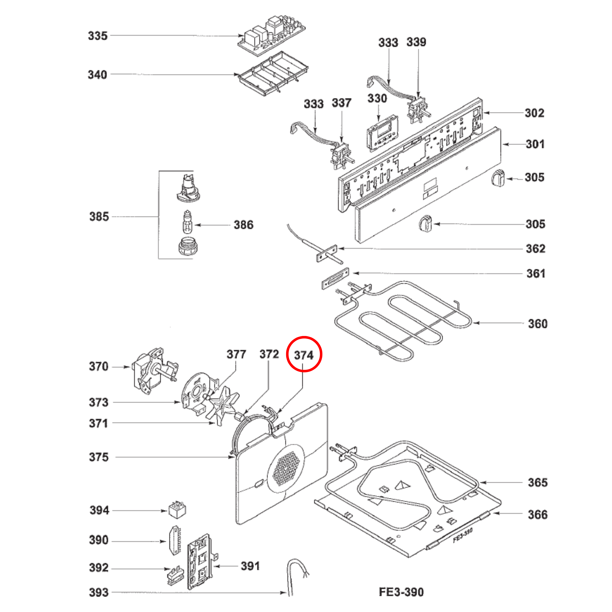 288977 Asko Oven Fan Forced Heating Element Long Neck 2000W - 77X2277