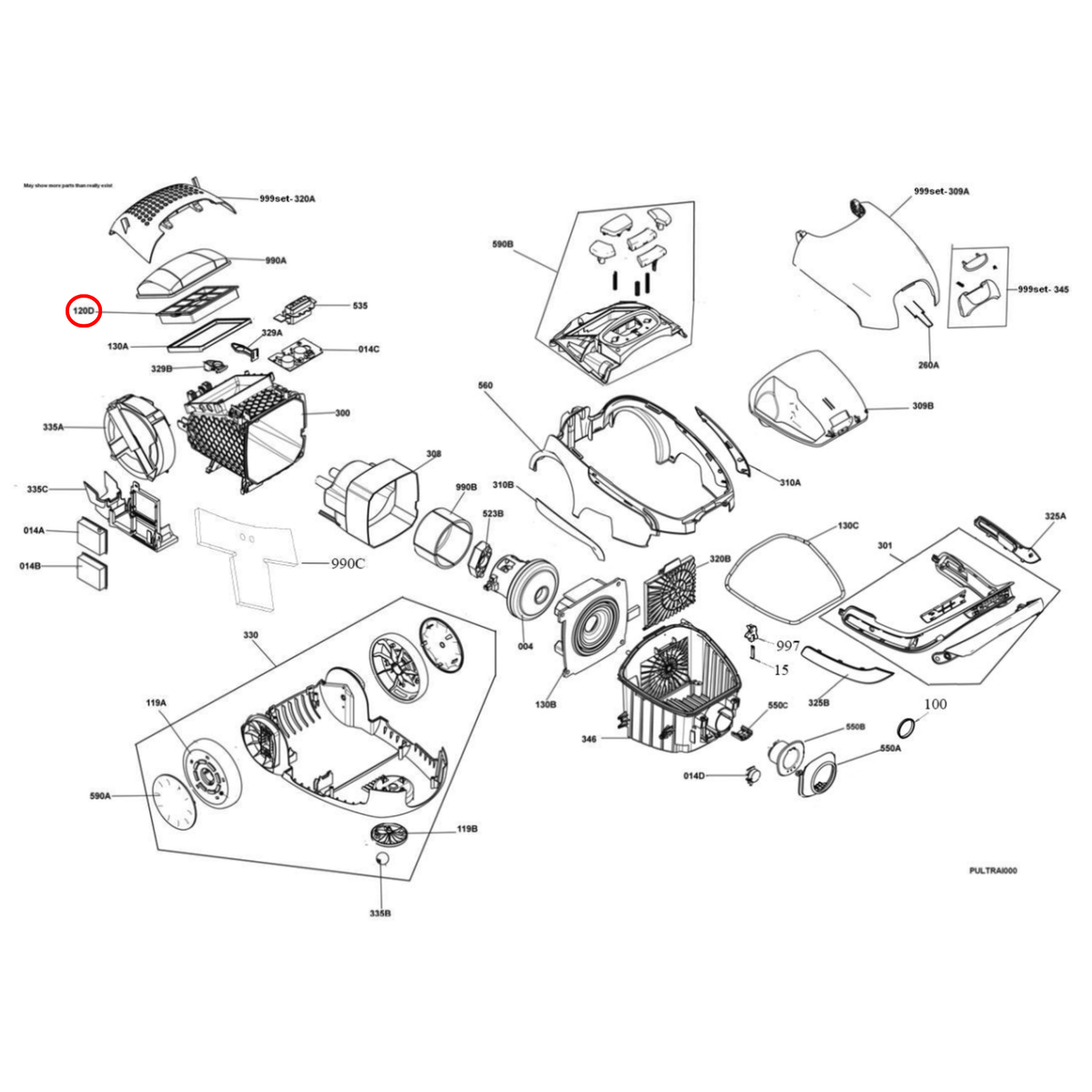 Parts diagram showing 900195119 for Electrolux vacuum cleaner models