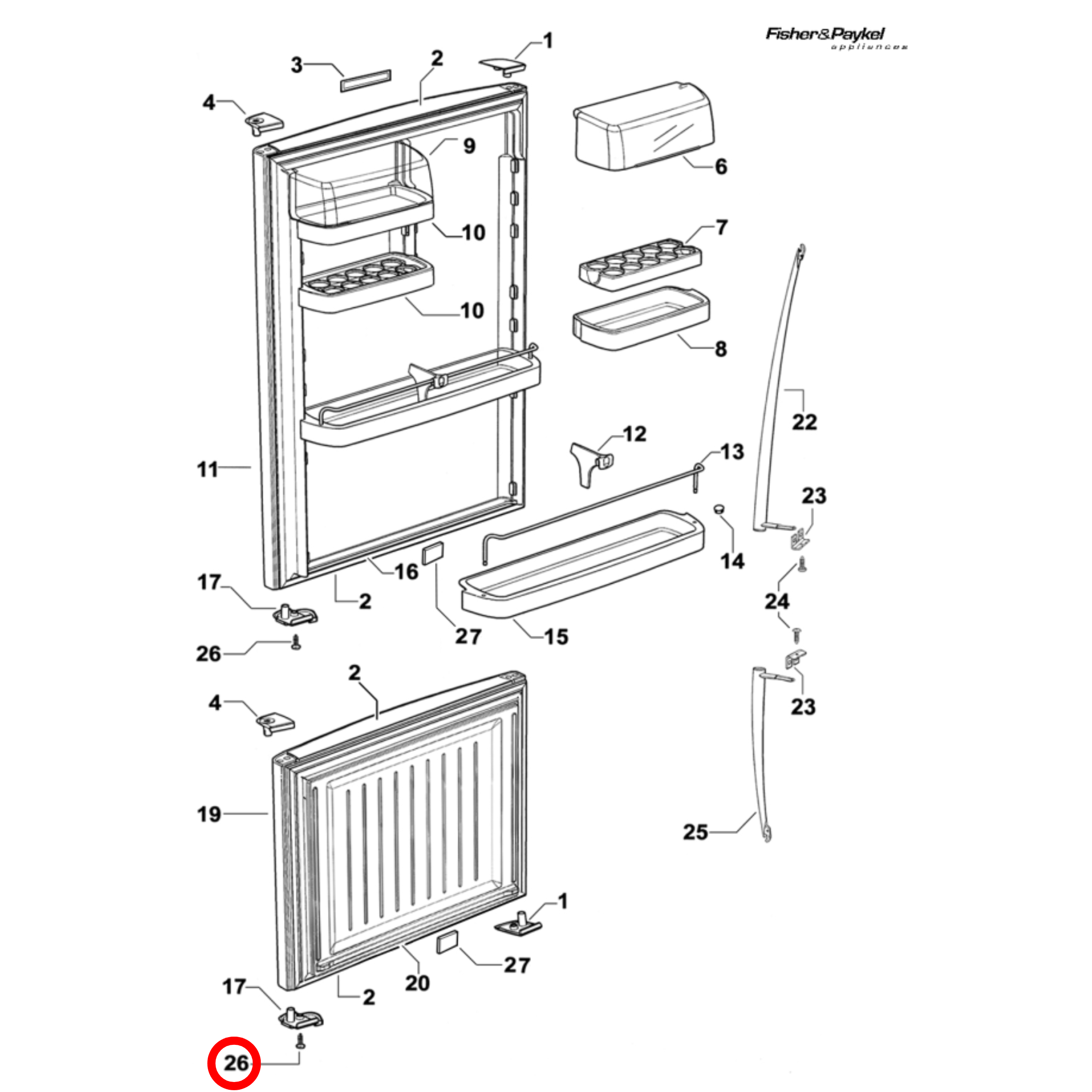 817825P Fisher & Paykel Fridge Screw Wafer Phillips