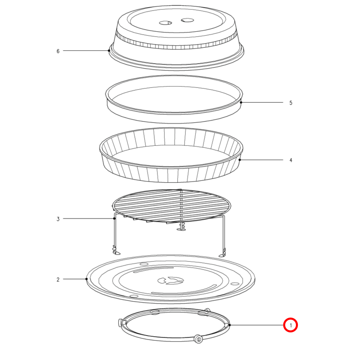 Parts diagram showing 6633730 for Miele microwave models