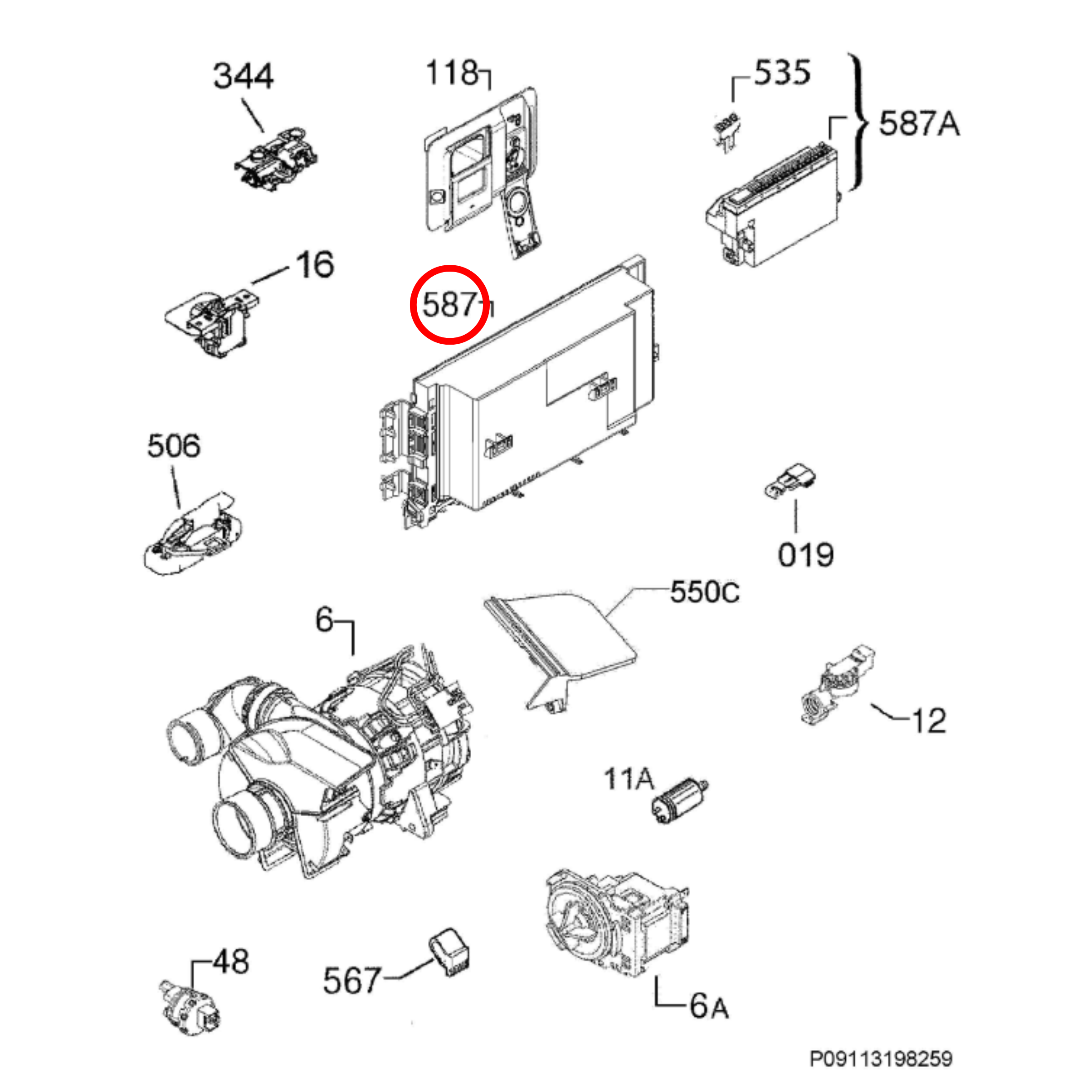 973911444346044 AEG, Electrolux Dishwasher PCB Configured
