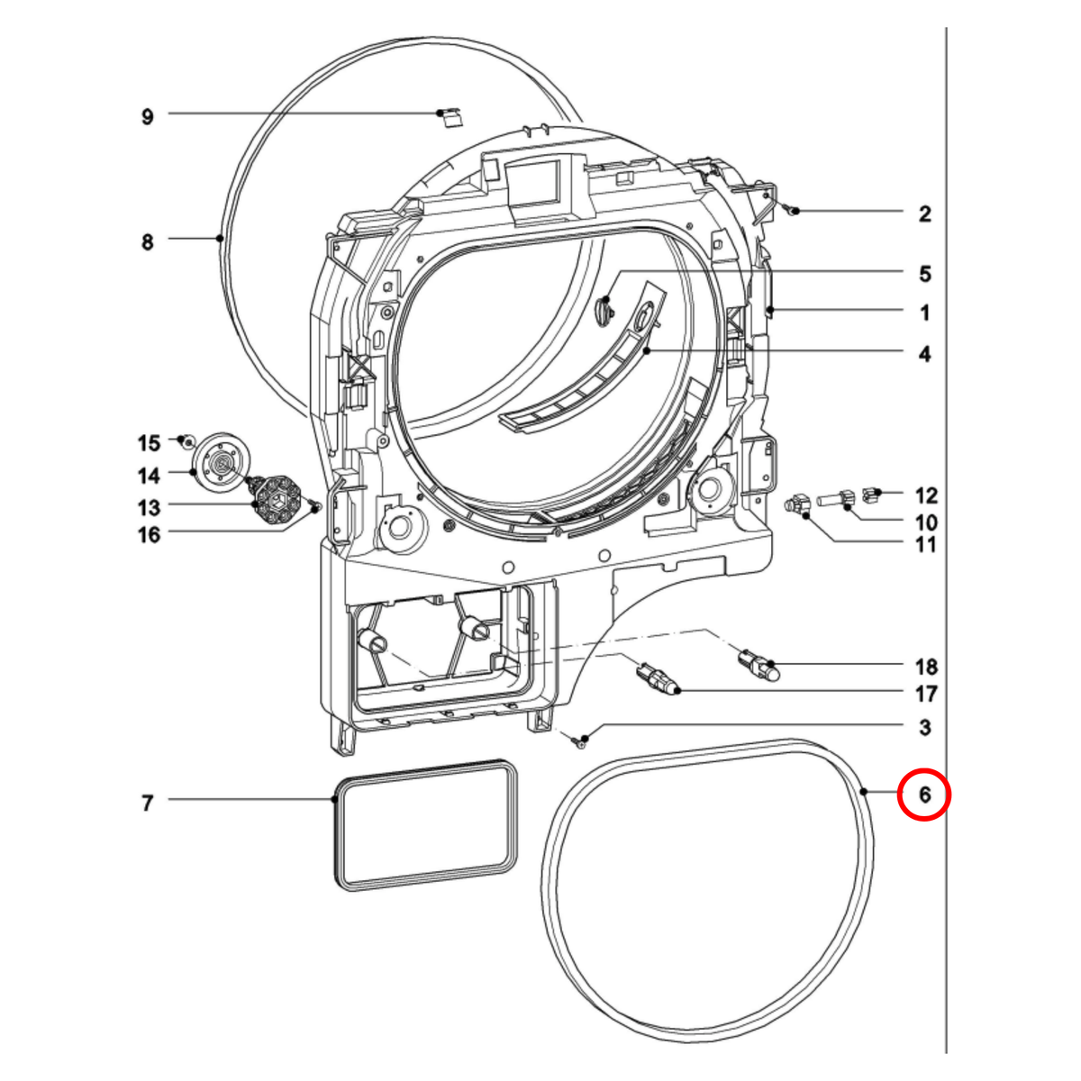 Parts diagram showing 5860451 for Miele dryer models