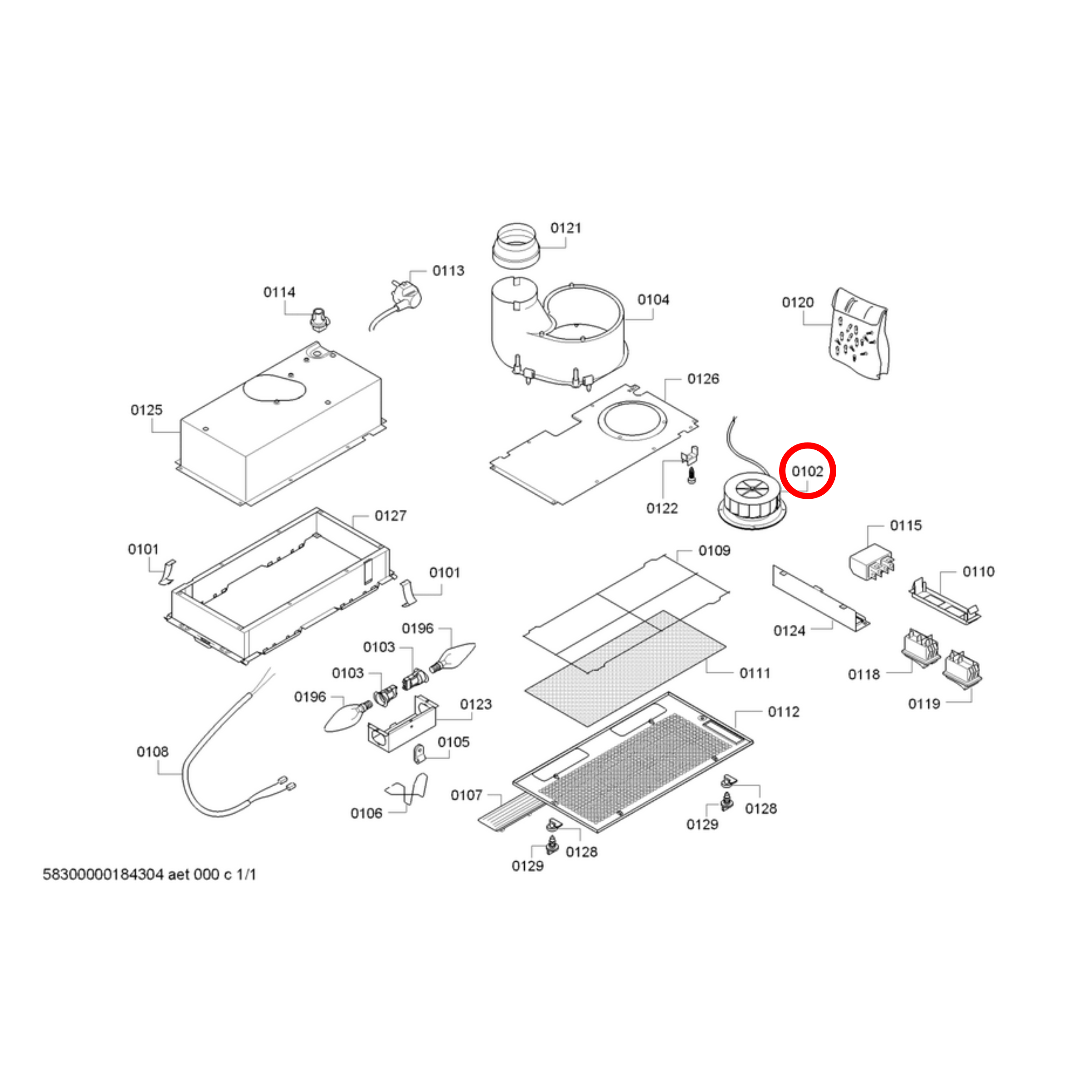 00365466 Bosch, Siemens Rangehood Motor Assembly