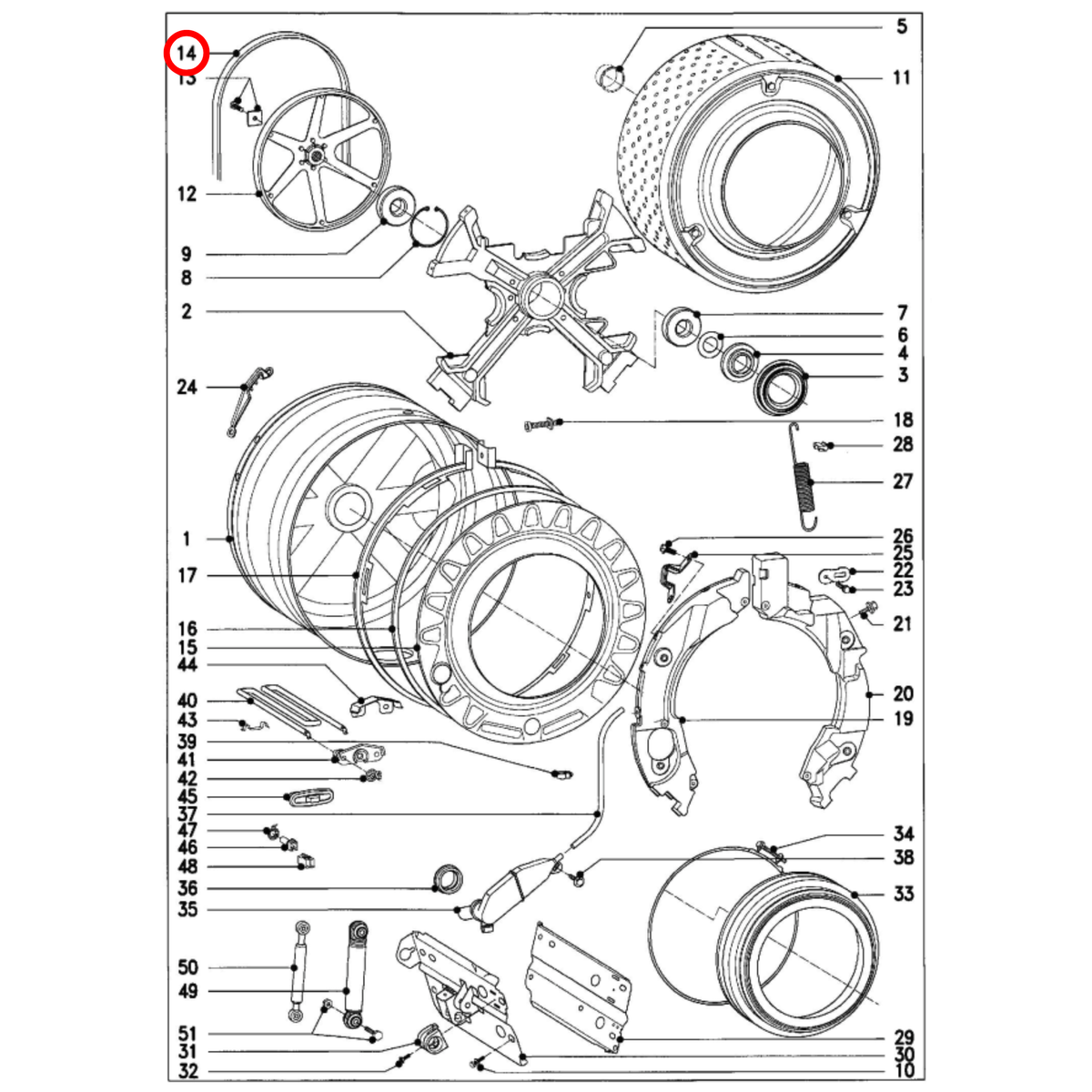 Parts diagram showing 4693121 for Miele washing machine models