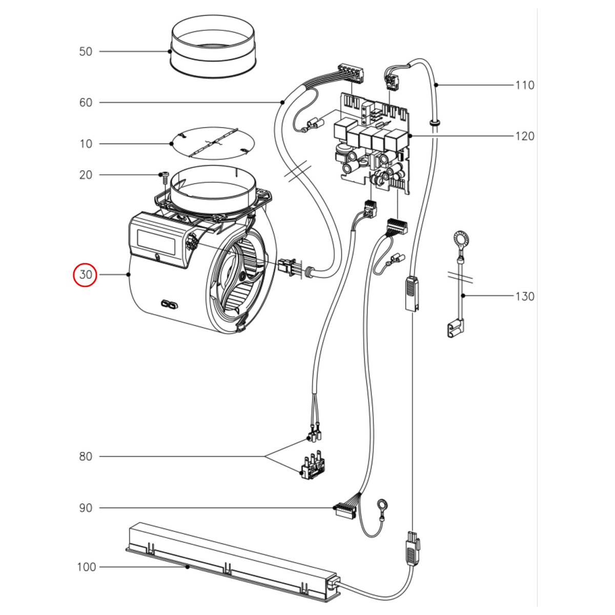 Parts diagram showing 8265311 for Miele rangehood models
