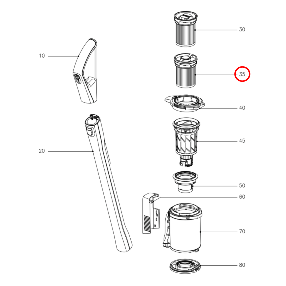 Parts diagram showing 11945240 for Miele vacuum cleaner models