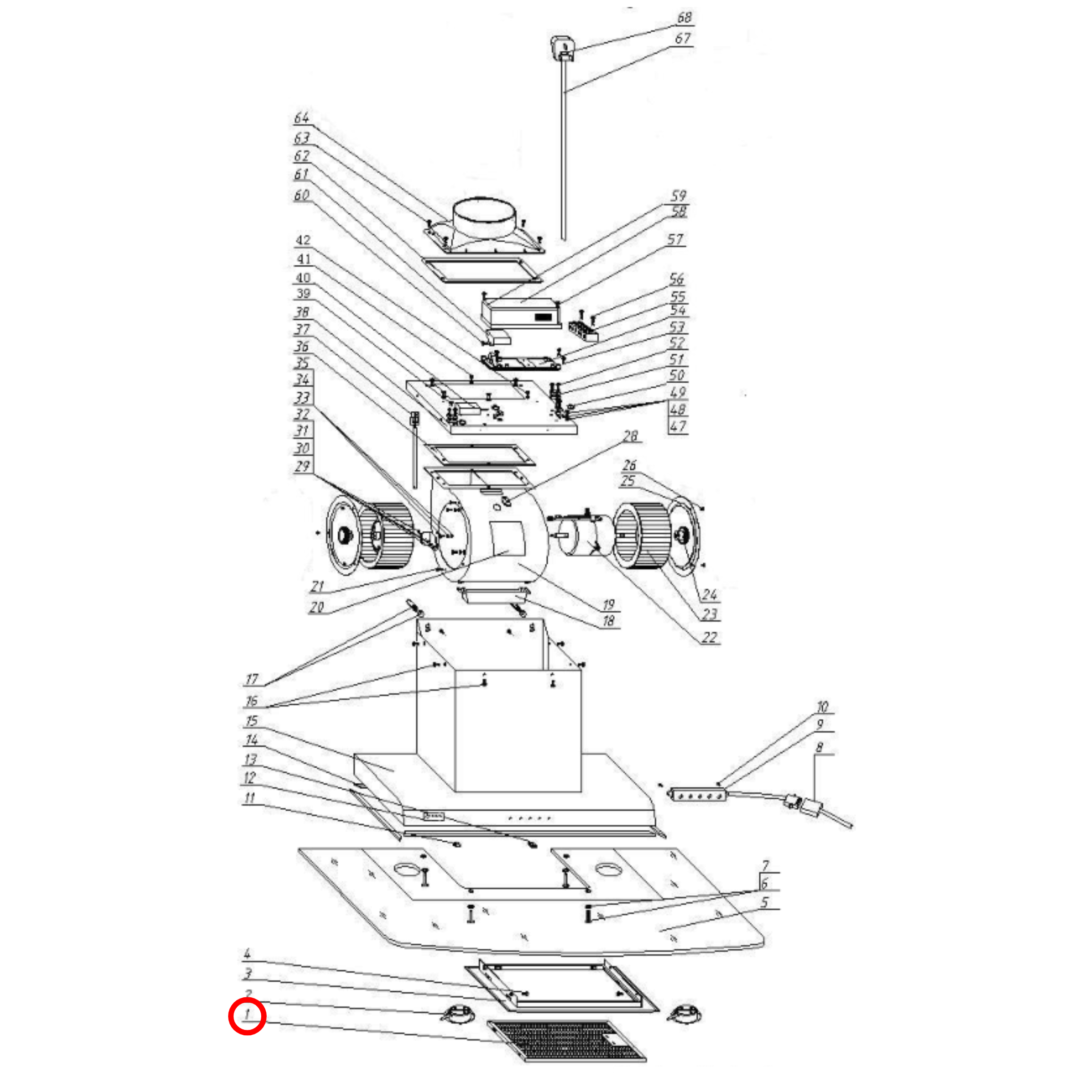 30405100033 Technika Rangehood Filter - 31329020