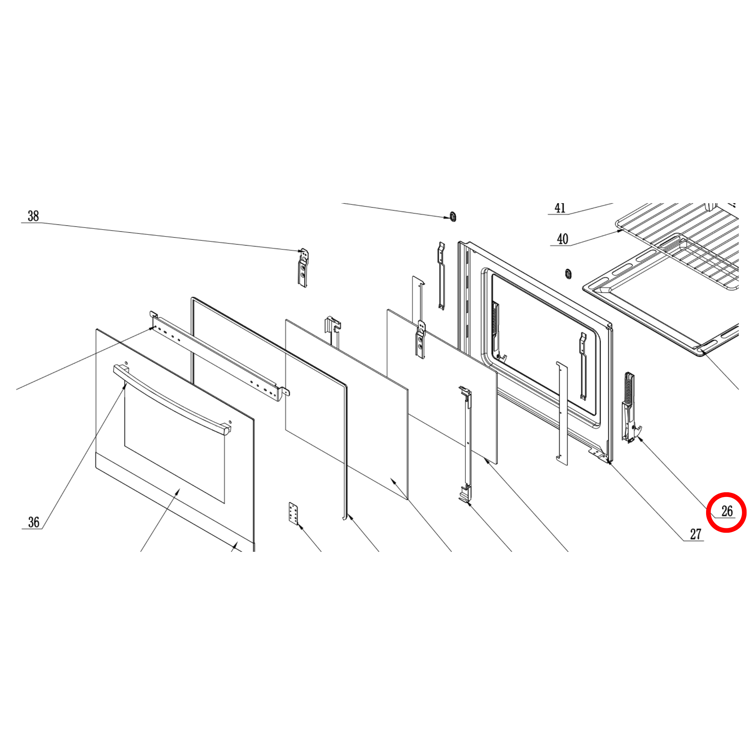 30400600005 Euromaid, Technika Oven Door Hinge Pair - 33180009