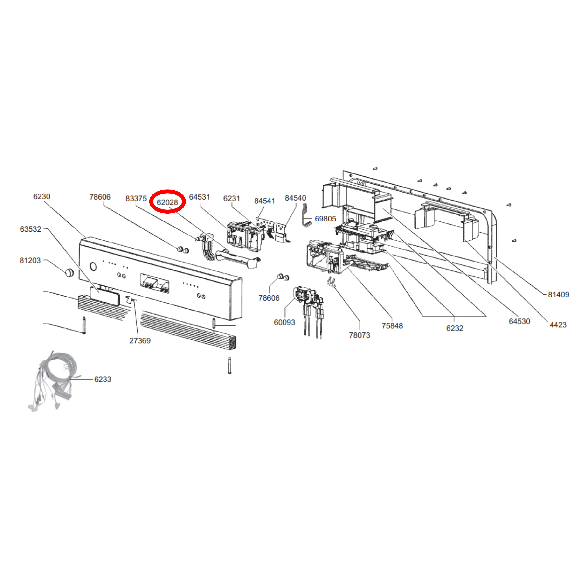764730231 Smeg Dishwasher Handle Lever