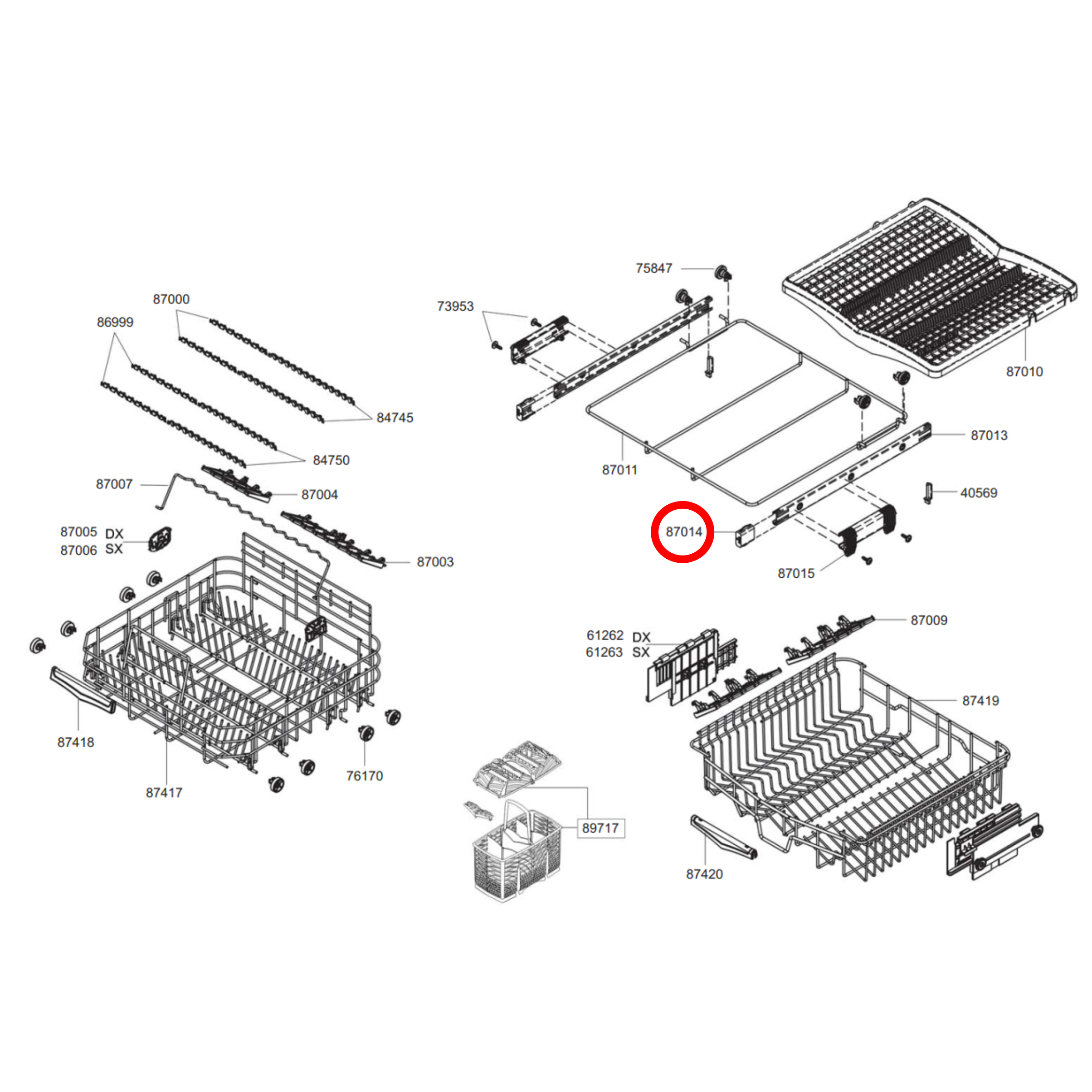 768610376 Smeg Dishwasher Top Cutlery Tray Terminal Guide Rail - 768610443