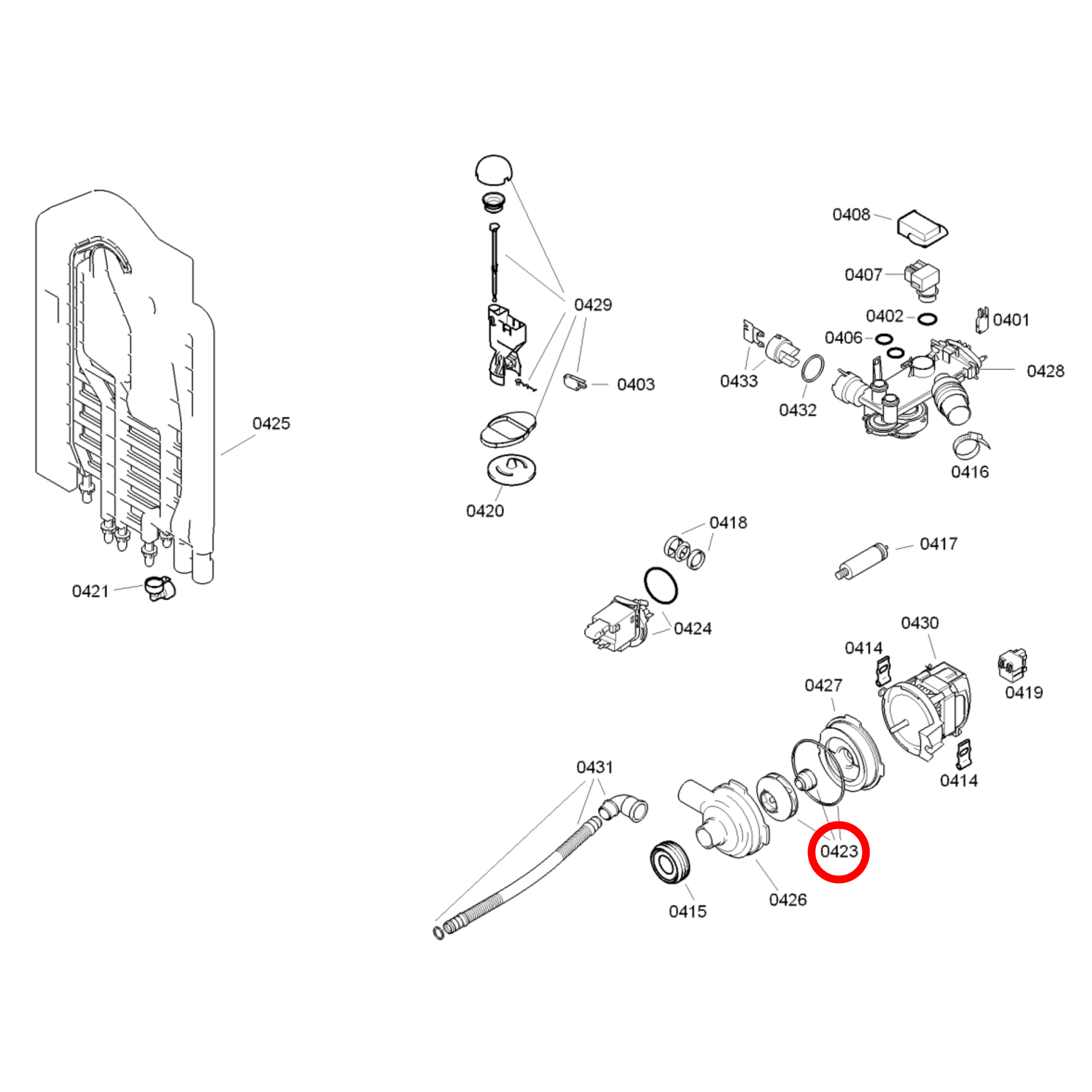 10013913 Bosch Dishwasher Pump Sealing Kit - 00419027
