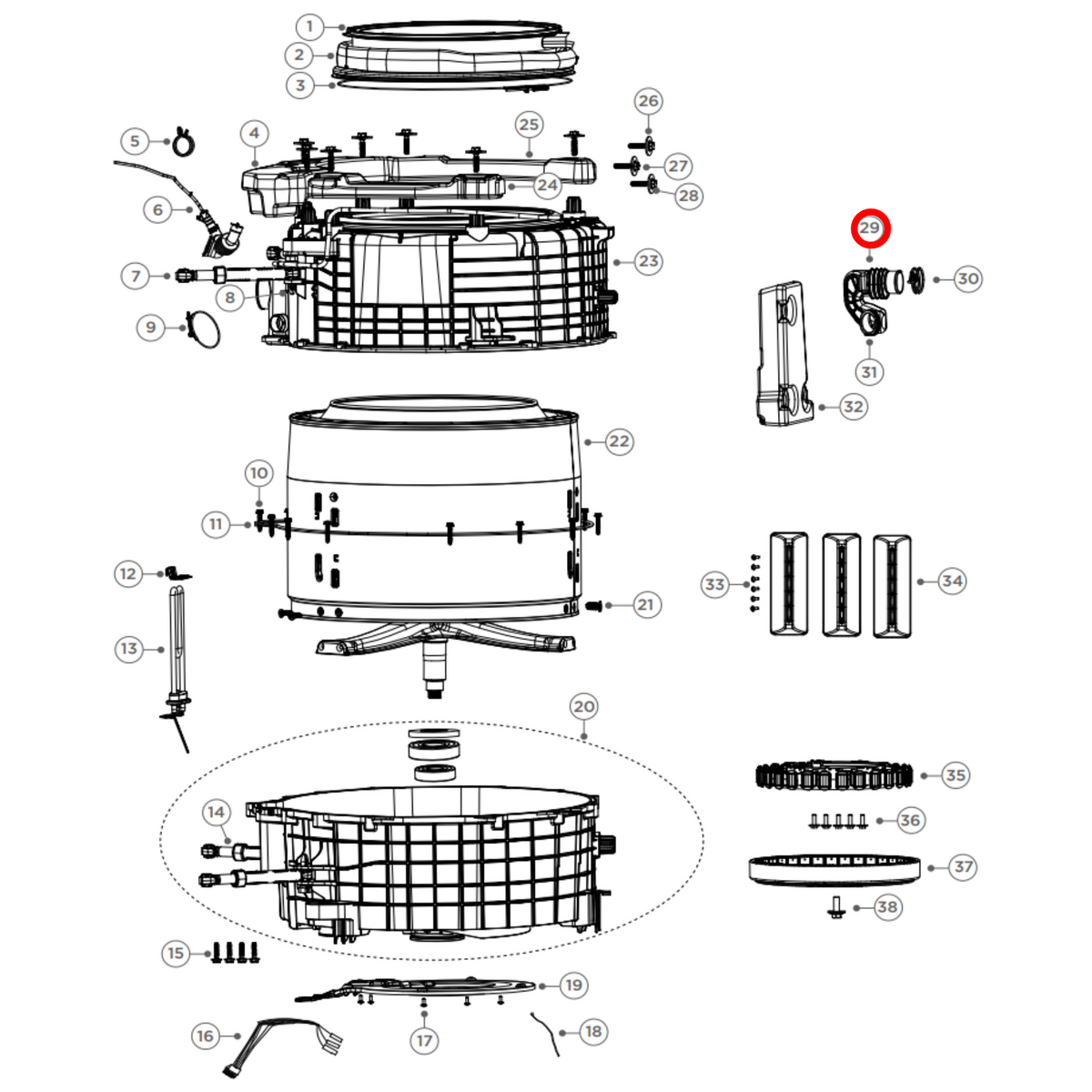 H0020300999 Fisher & Paykel Washing Machine Tub Hose