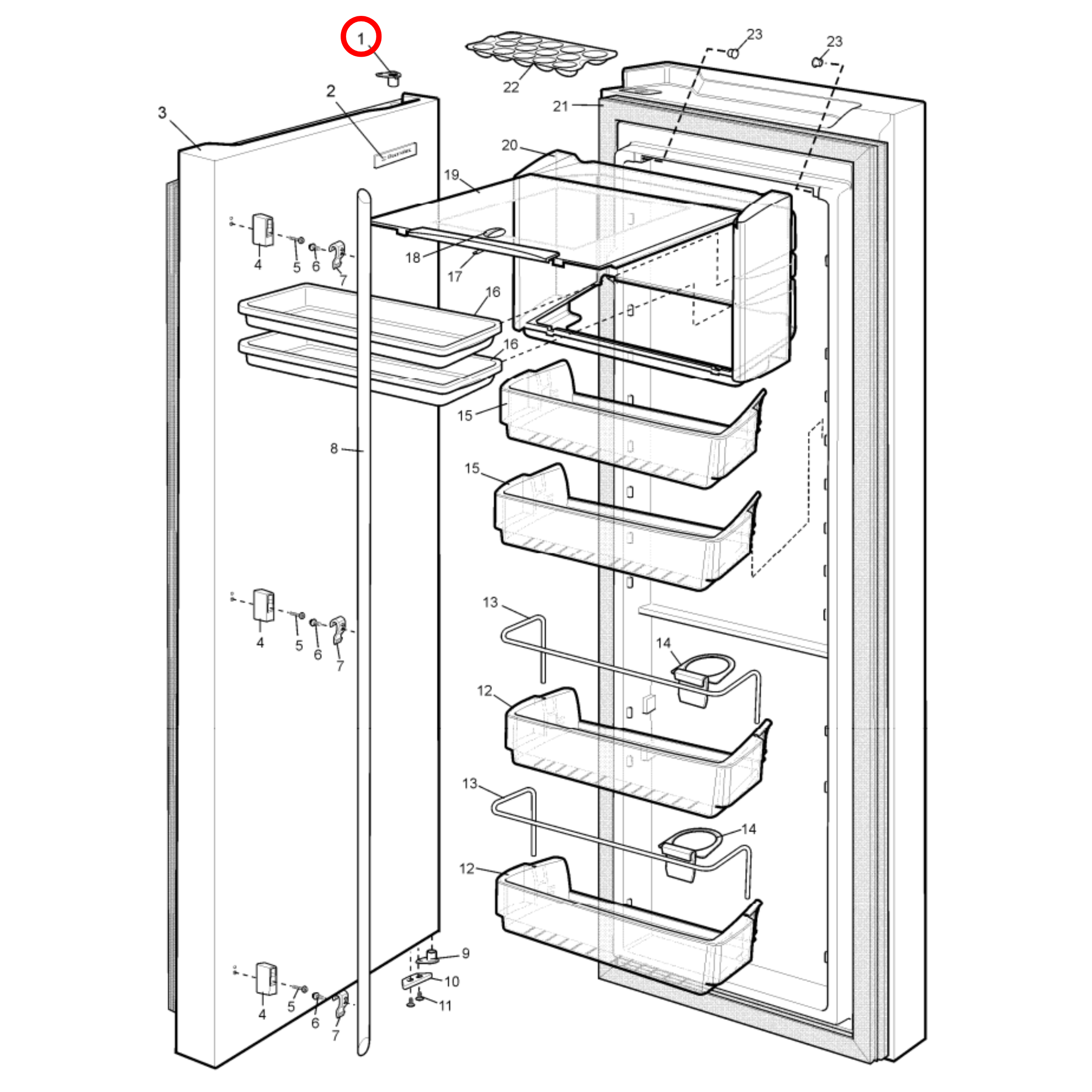 50296482008 Electrolux, Westinghouse Fridge Thimble Cam Closed - 1443579