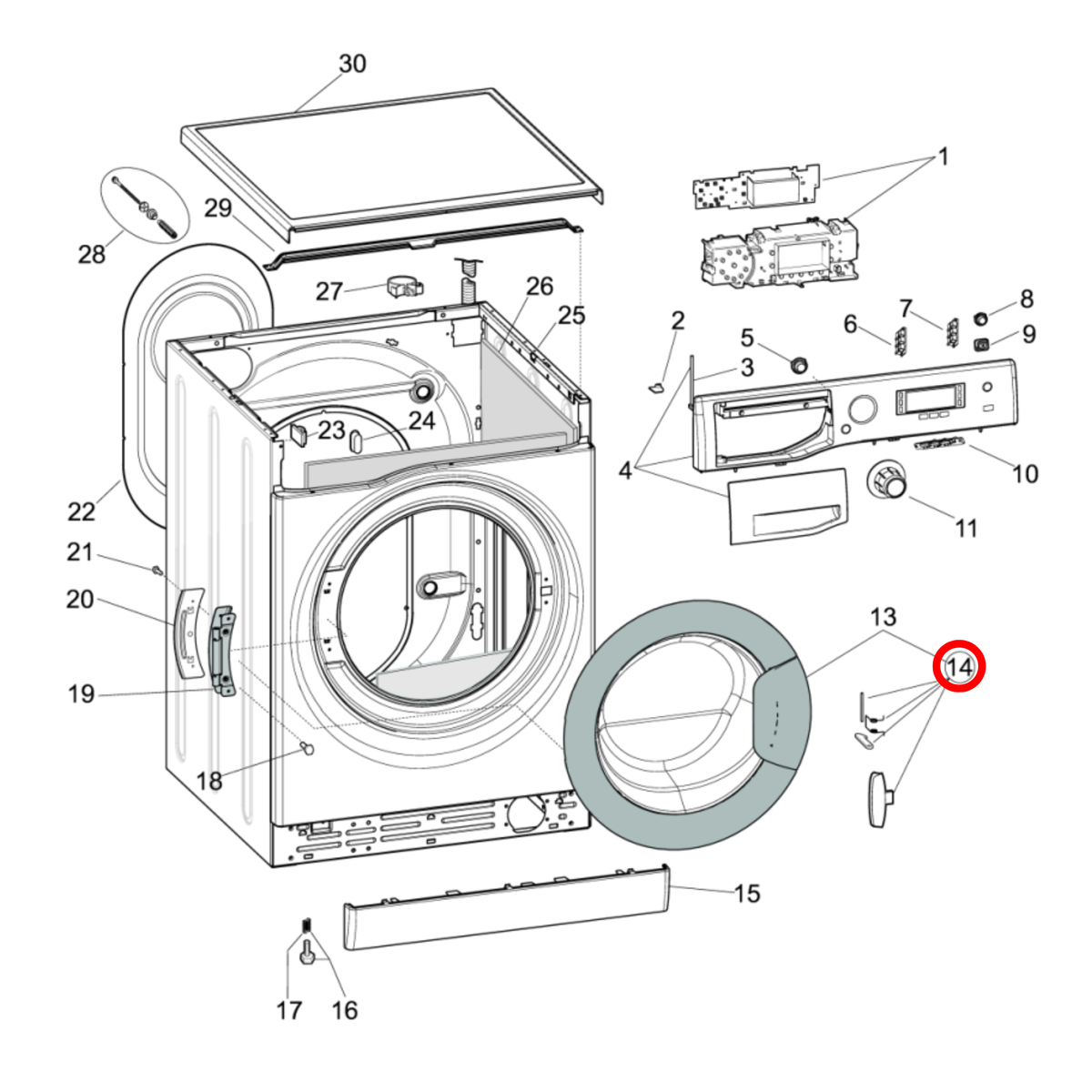 C00345280 Ariston Washing Machine Door Handle Kit - 488000345280