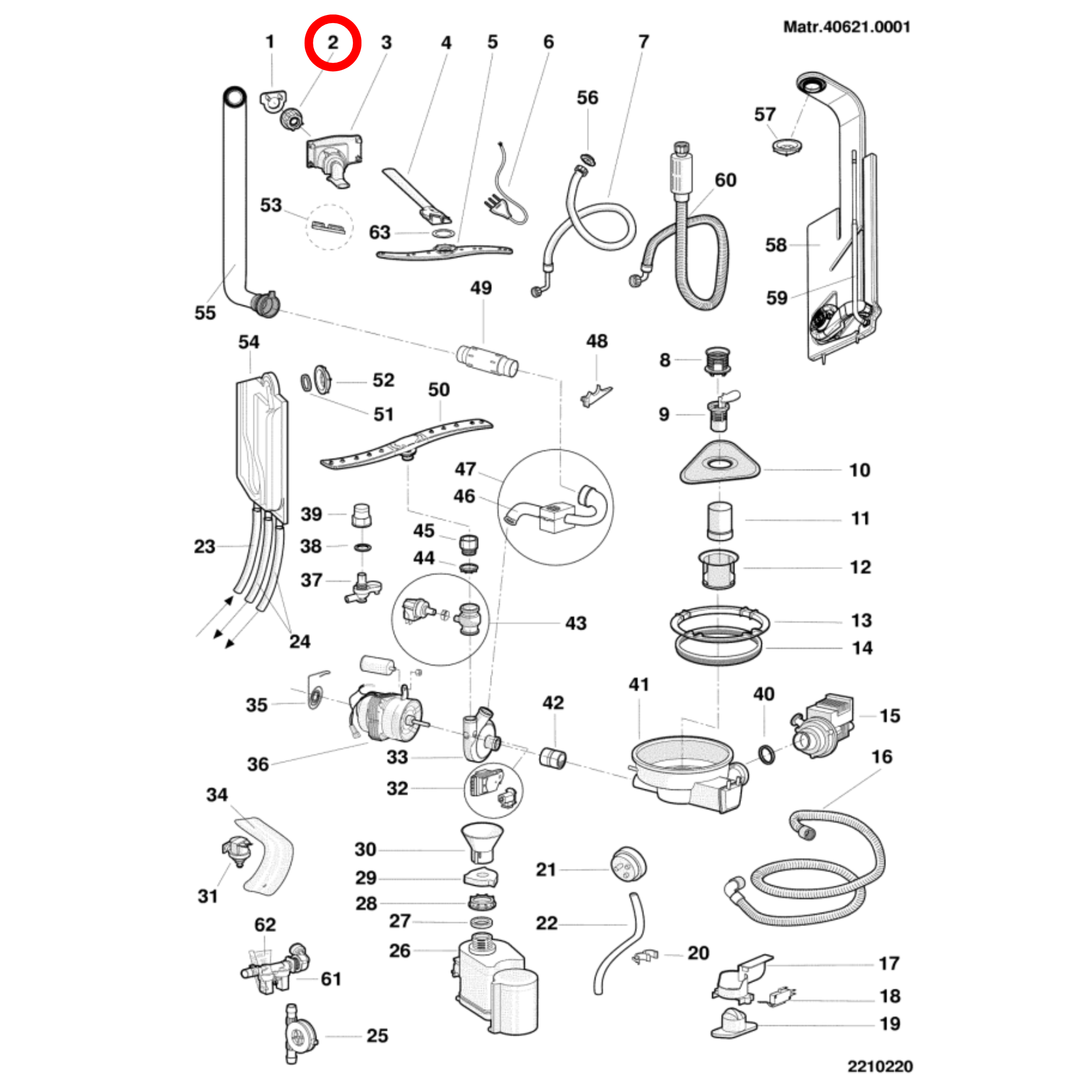 C00144315 Ariston, Indesit Dishwasher Upper Spray Arm Ring Nut - 482000022981