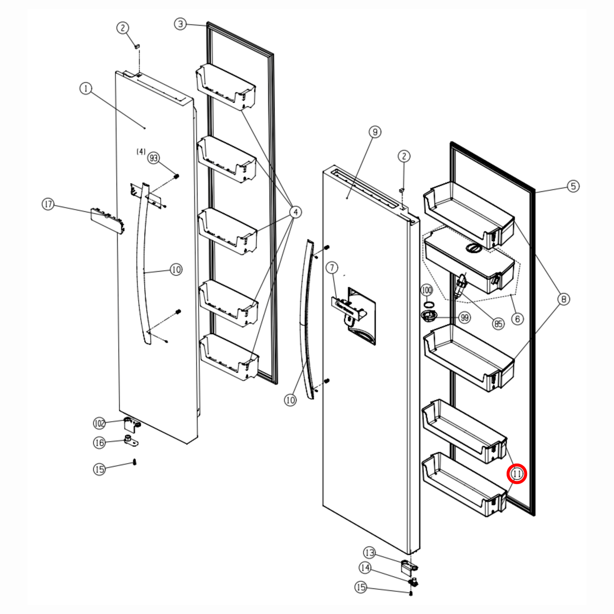 Genuine Hisense Fridge Door Bottom Shelf K1961375 - view 3