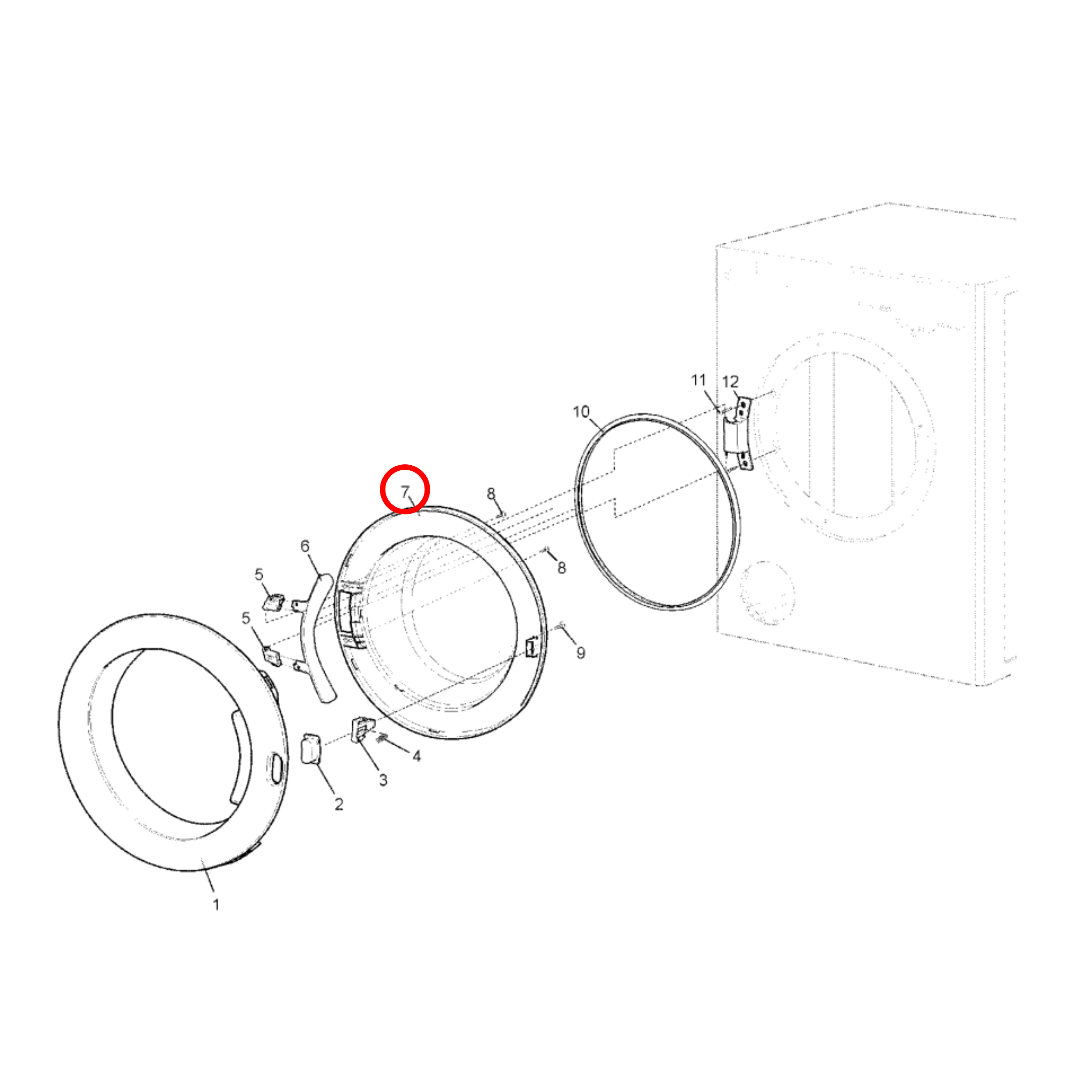 4055612669 Electrolux, Simpson, Westinghouse Dryer Door Window - 133265111K