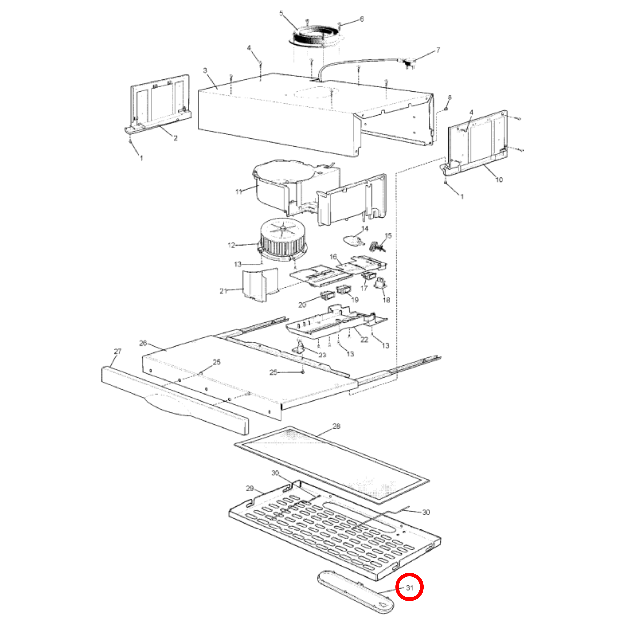 4055919940 Chef, Westinghouse Rangehood Light Diffuser Cover Oval 40W - 0600001017