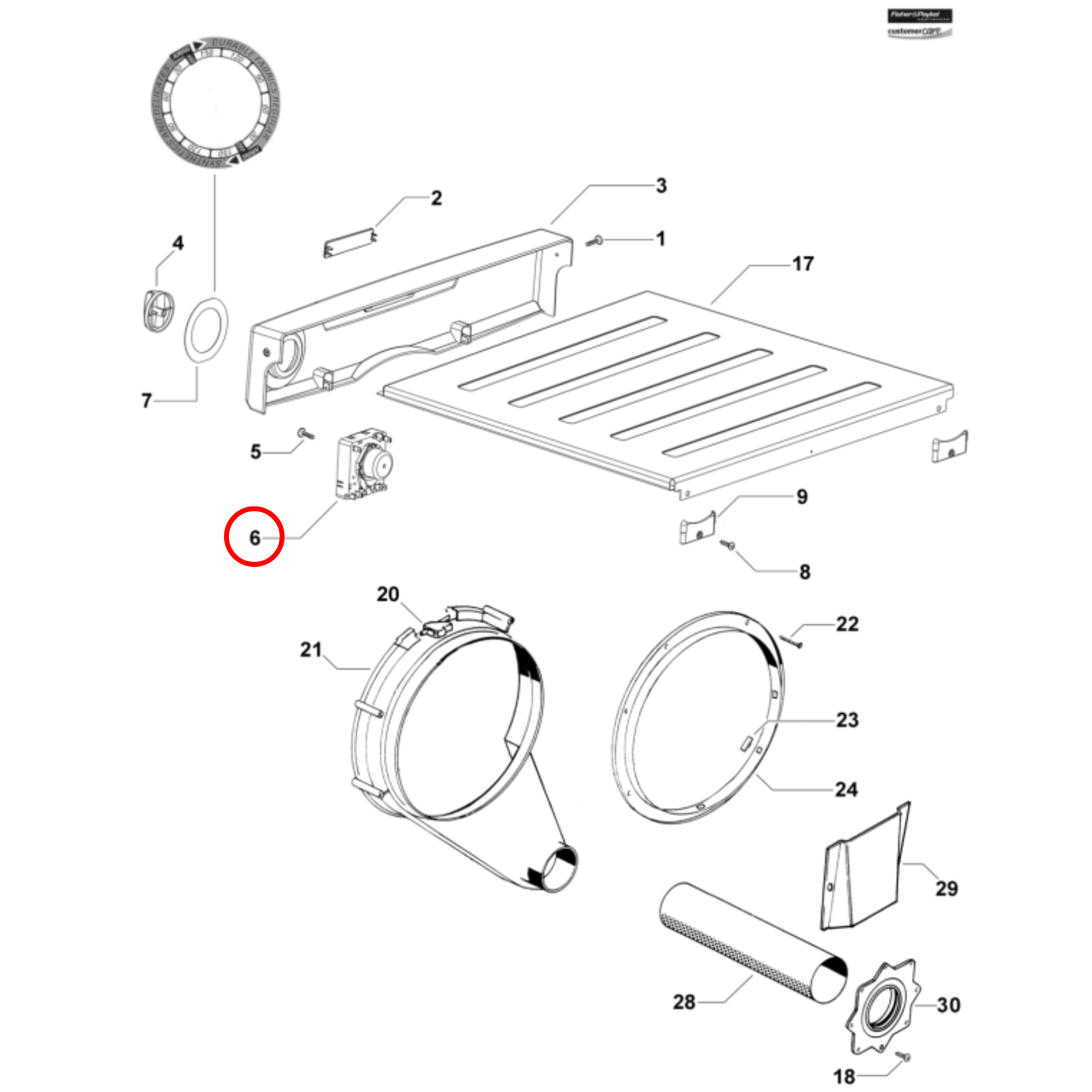 427852 Fisher & Paykel Dryer Push To Start Timer