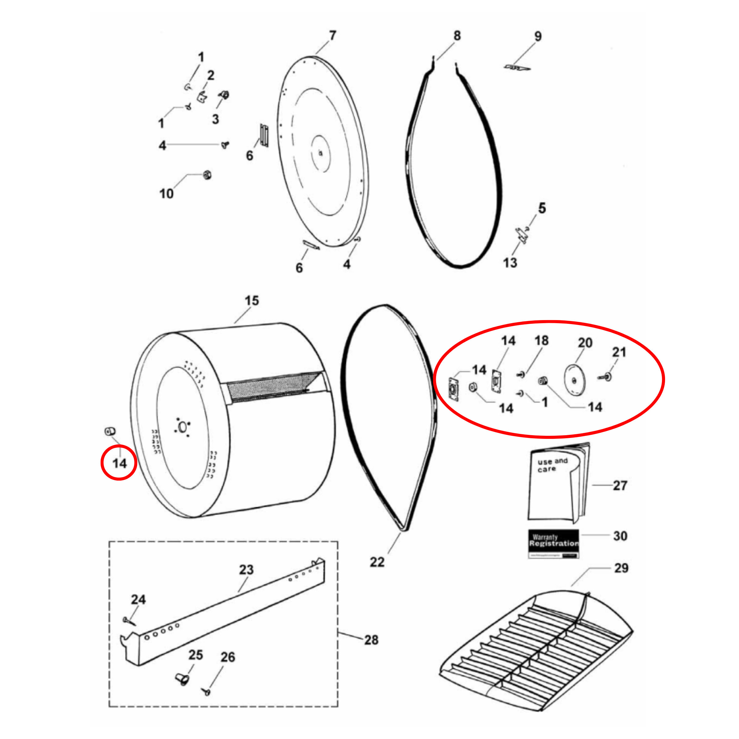 479317P Fisher & Paykel Dryer Drum Bearing Kit