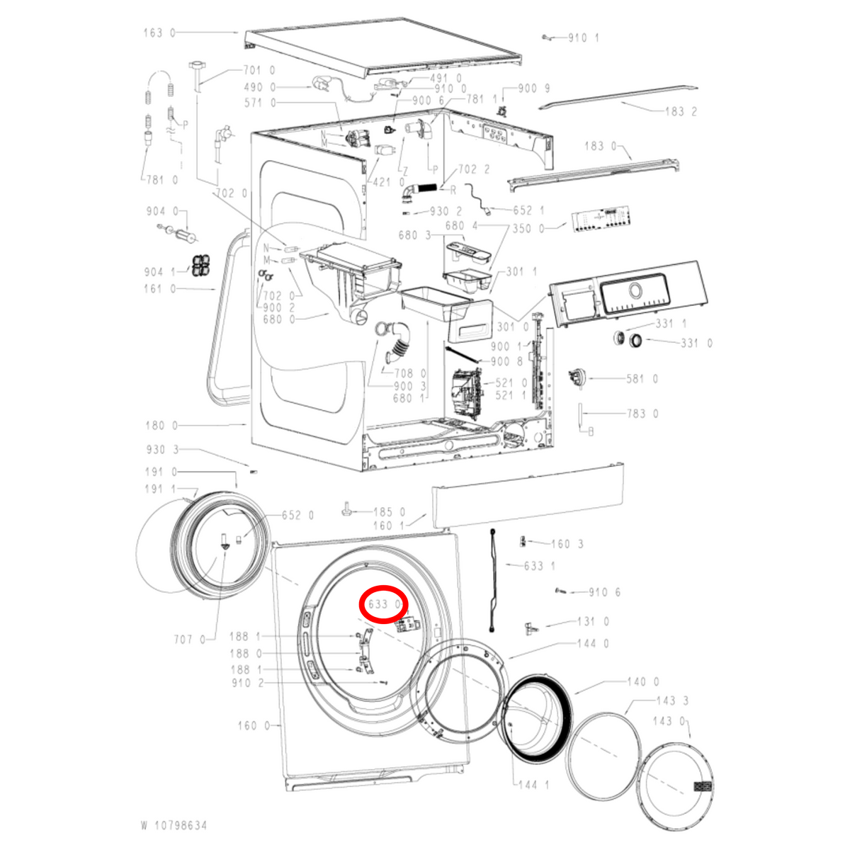 481010602648 Whirlpool Front Load Washing Machine Door Lock