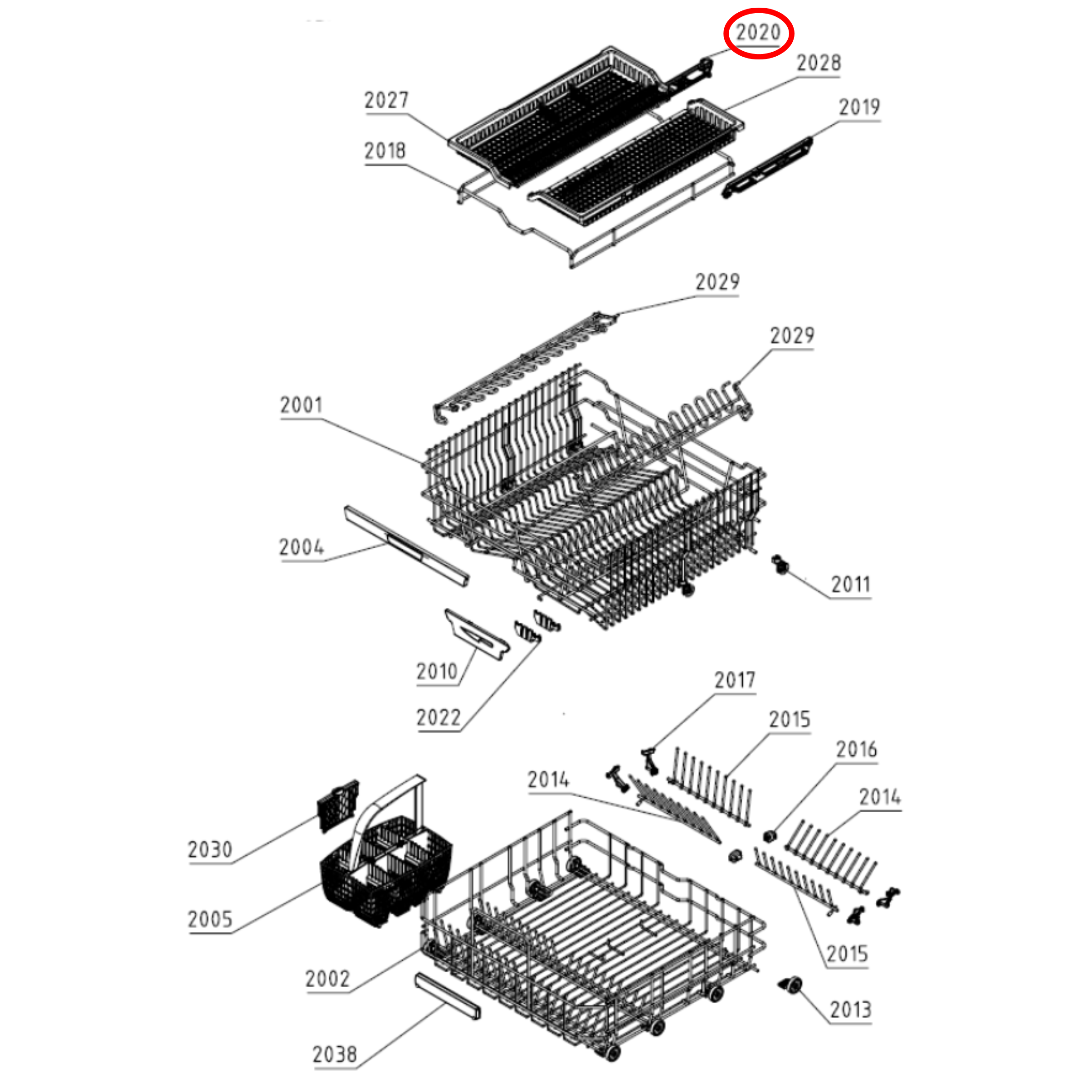 488392 Asko Dishwasher Upper Basket Adjustment Unit Left Hand Assembly