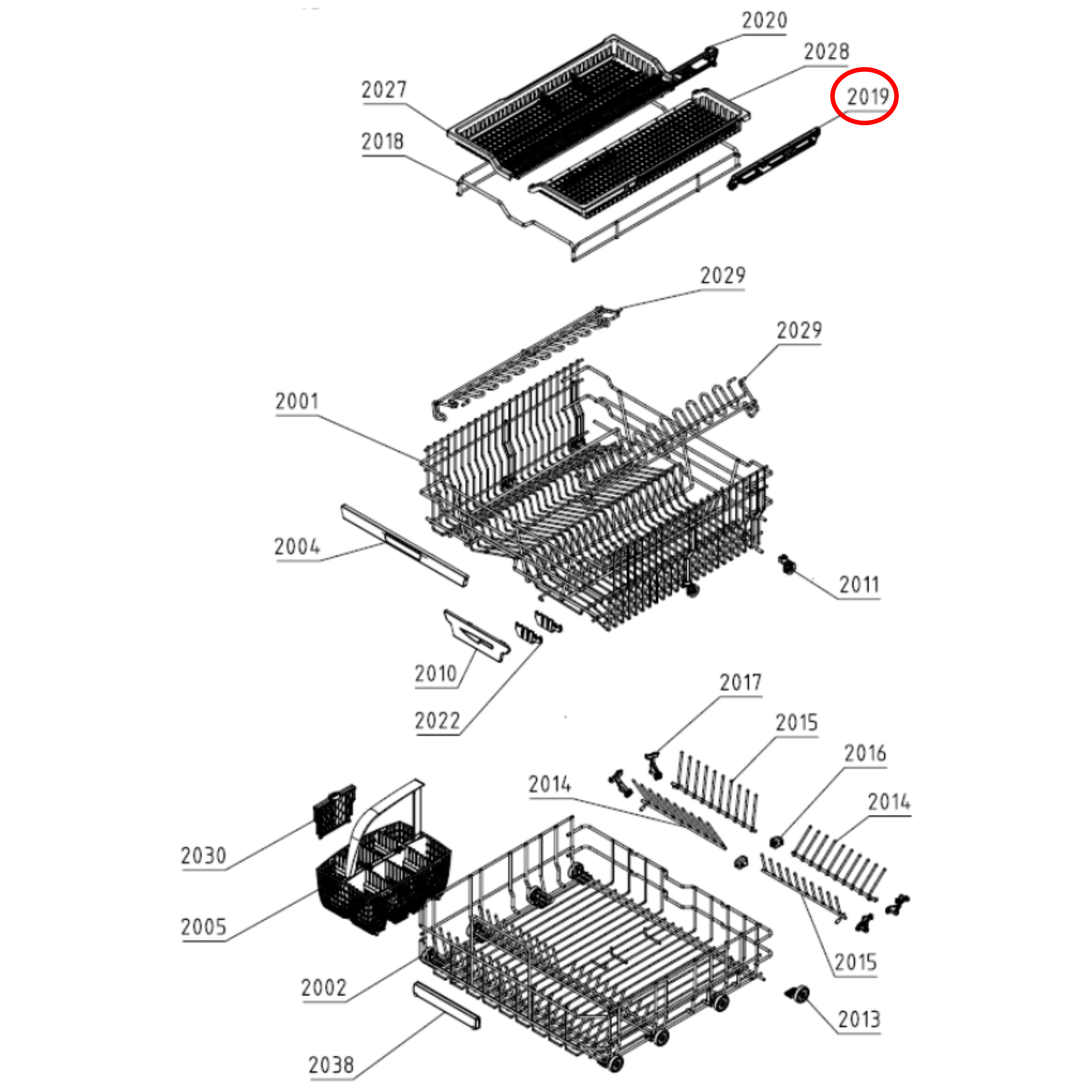 488393 Asko Dishwasher Upper Basket Adjustment Unit Right Hand Assembly