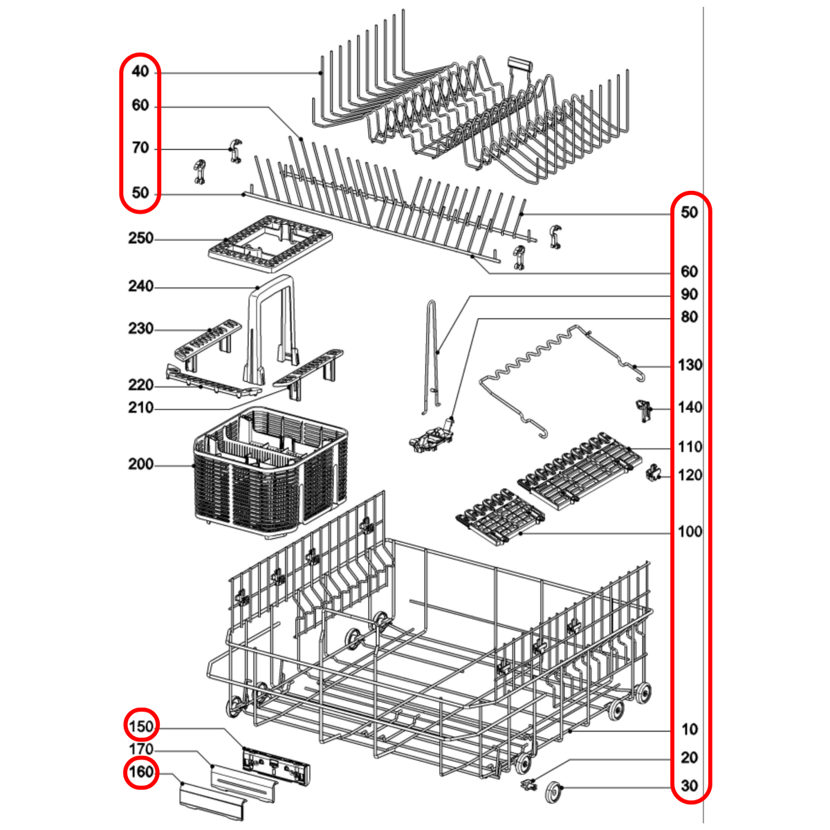 Genuine Miele Dishwasher Lower Basket 12313350 - view 4