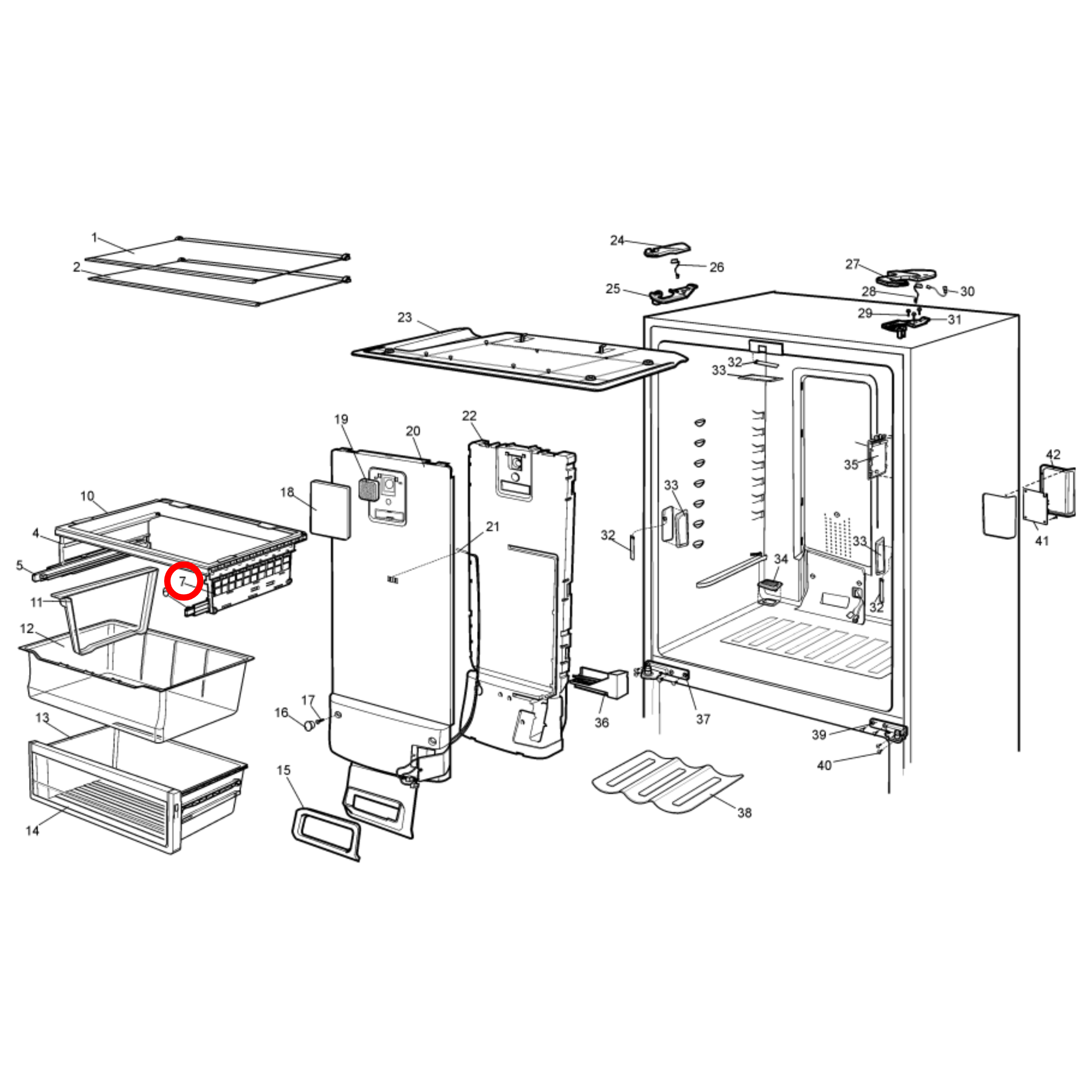 140019369069 Electrolux, Kelvinator, Westinghouse Fridge Crisper Support Right Hand - 140019369028