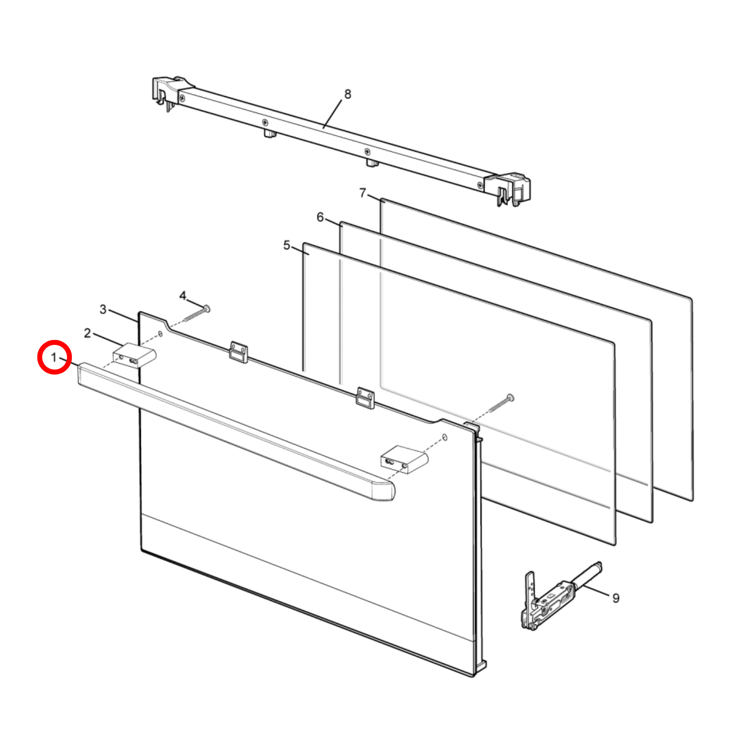 140173324017 Electrolux, Westinghouse Oven Bi Pyrolytic Outer Door Glass - A03847201, A17332401