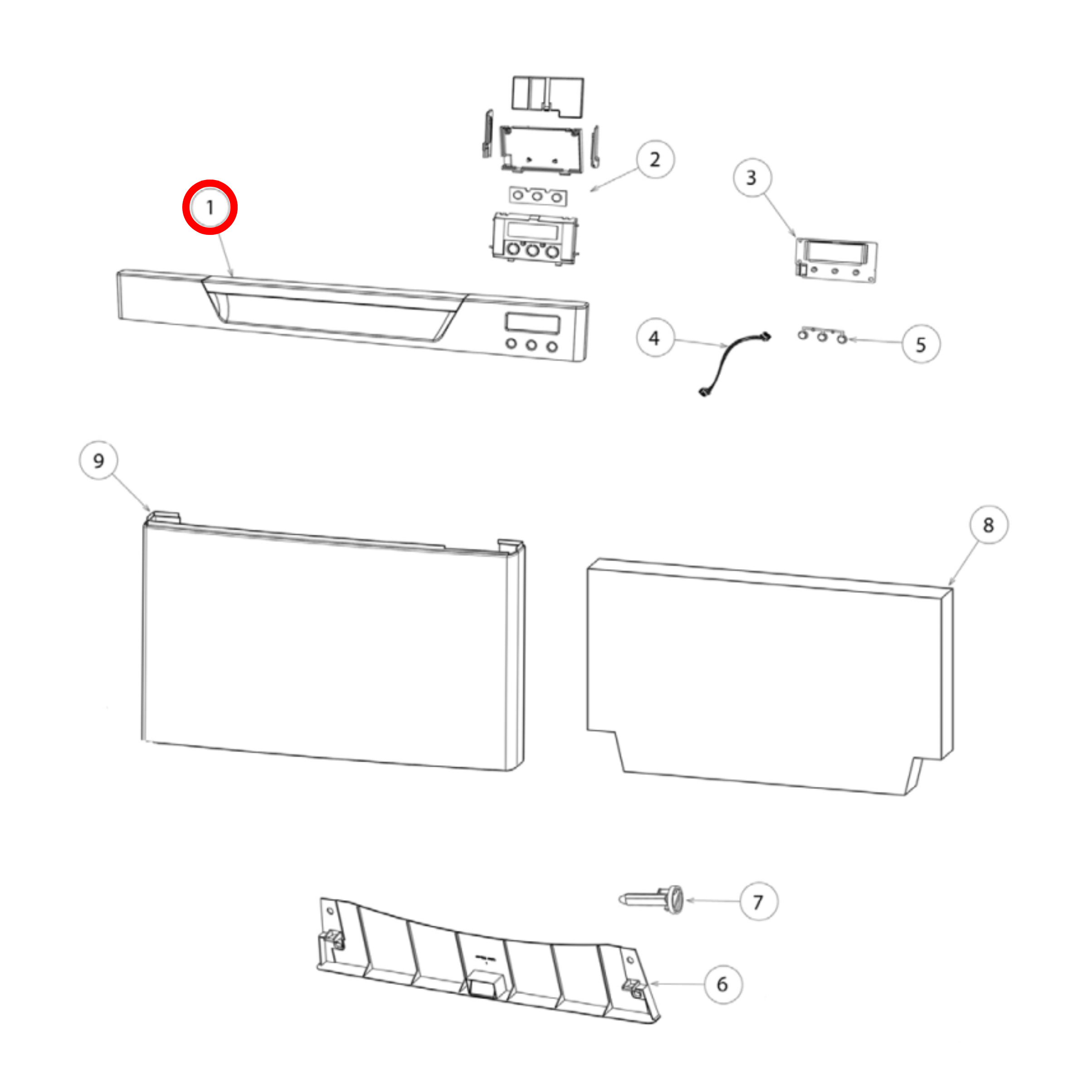 512485P Fisher & Paykel Dishwasher Handle Kit White Single - 522897